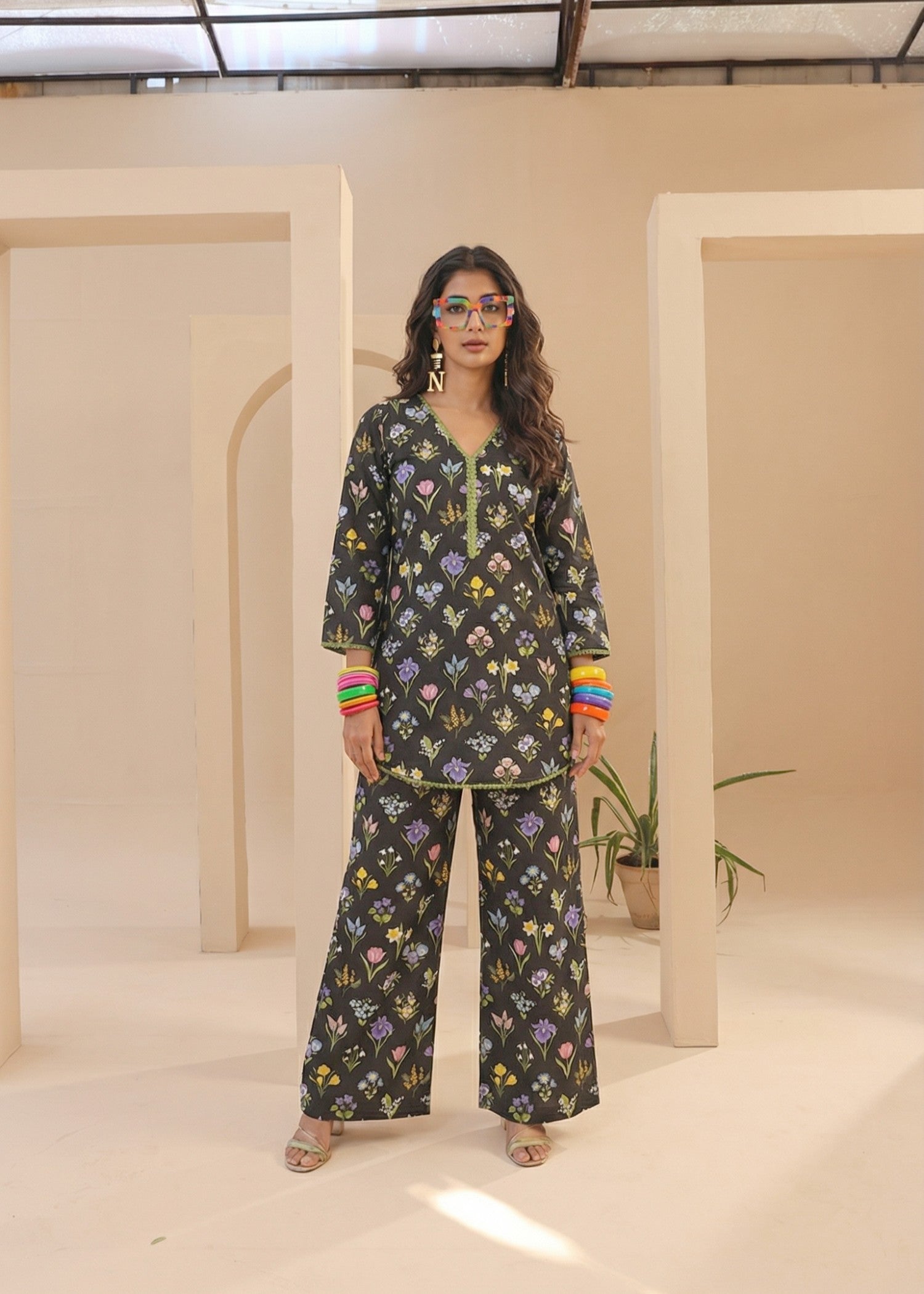 poly silk Co Ord Sets in Green