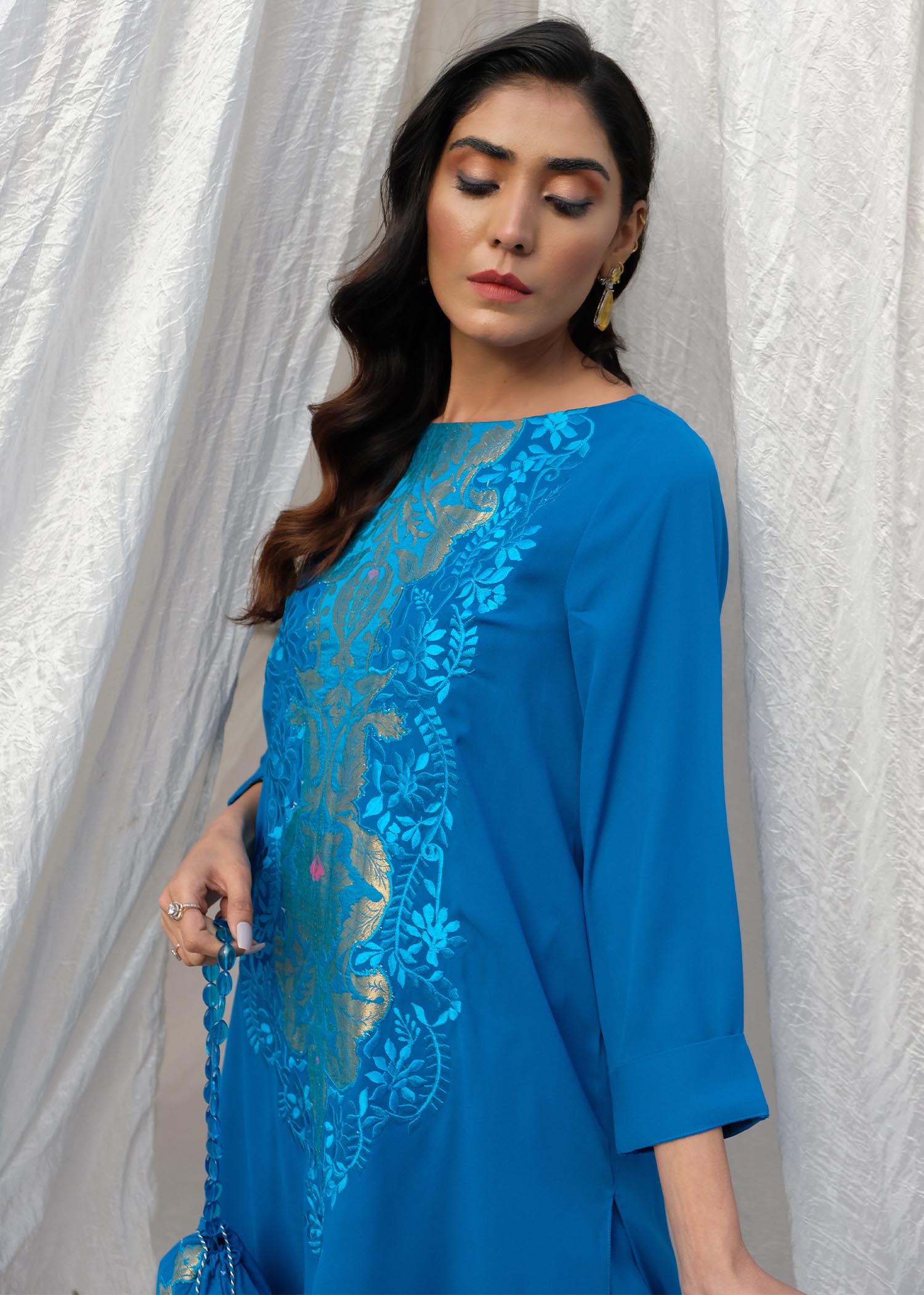 georgette Kurta Set in Blue