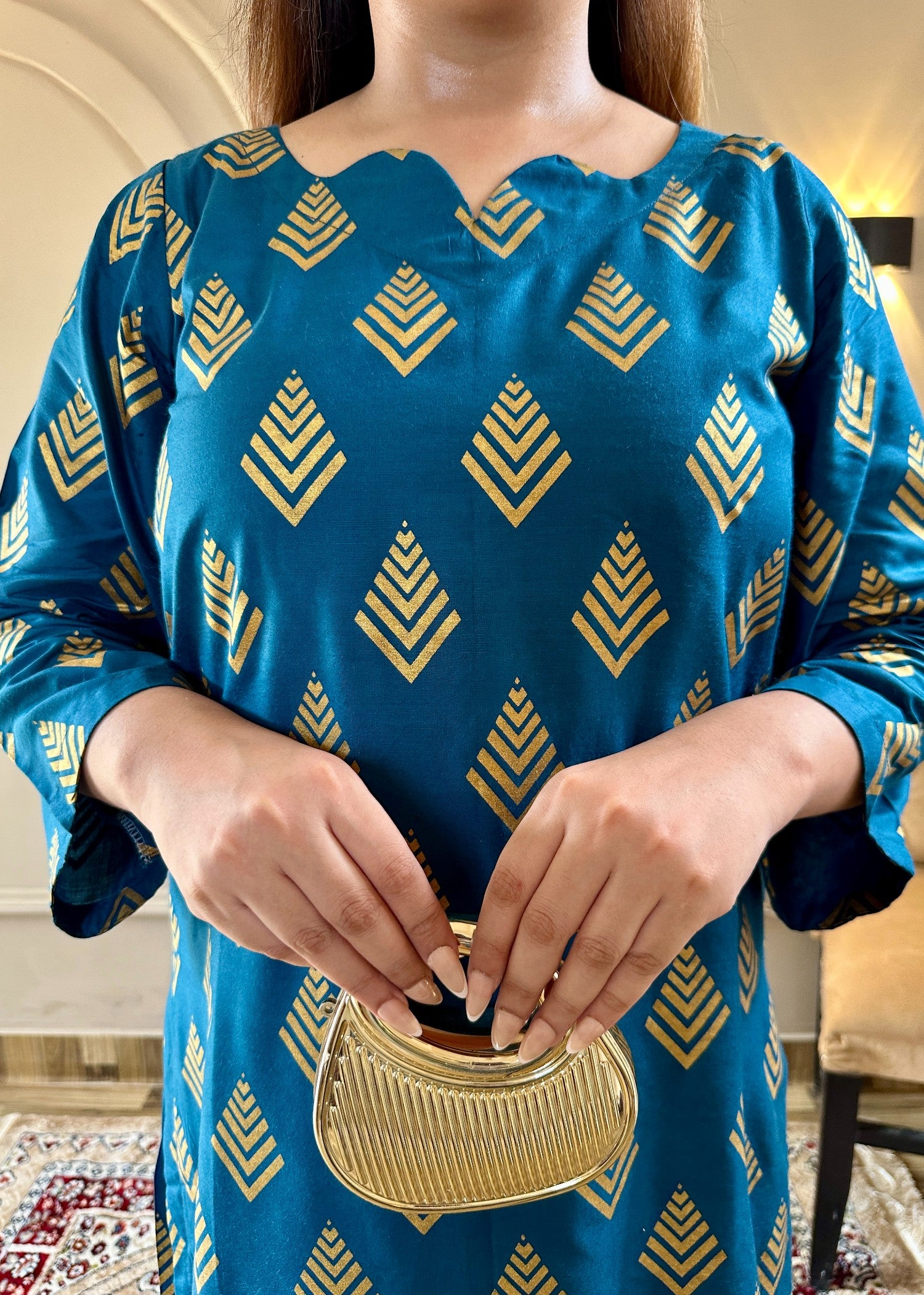 arabic lawn Co Ord Sets in Ocean blue