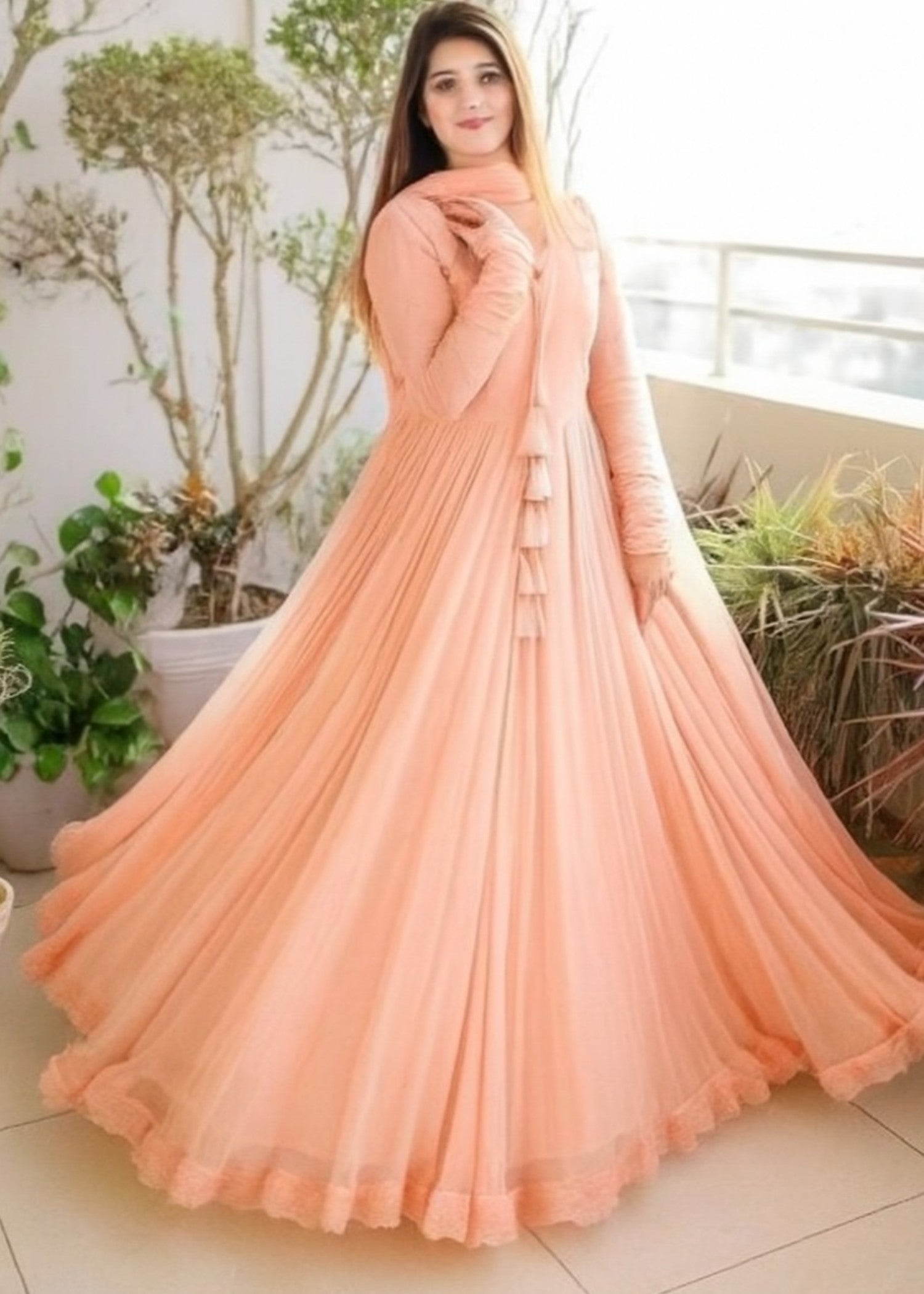 crinkle Maxi in Peach pink