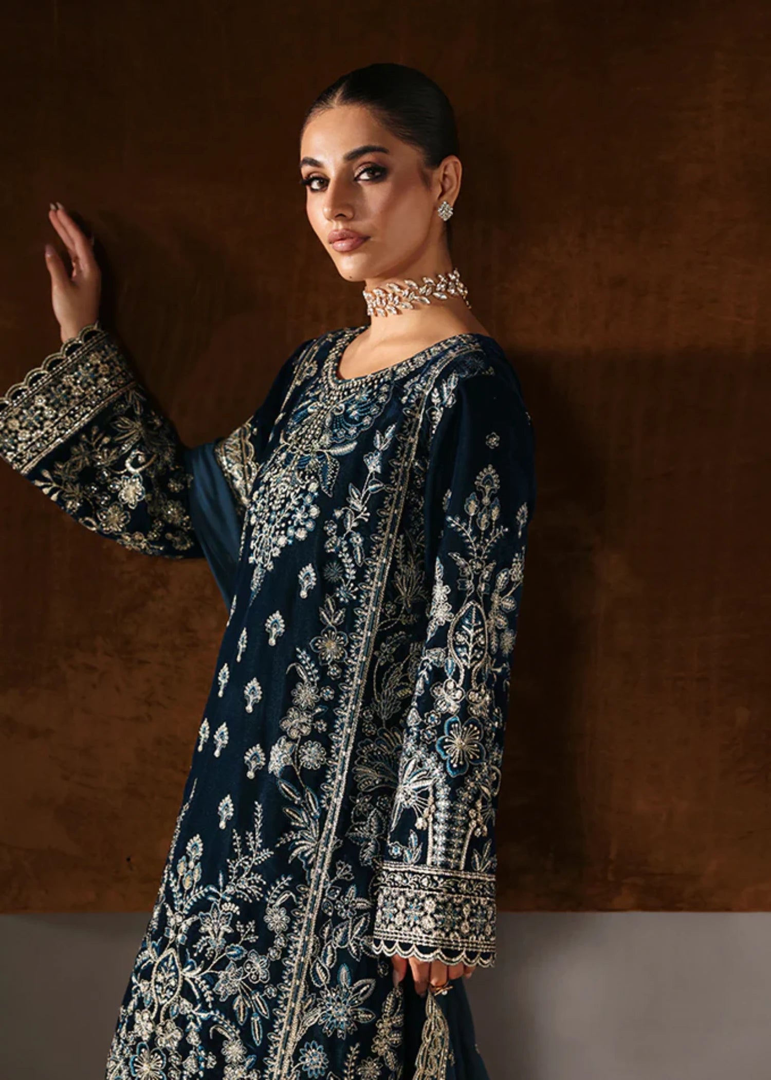 velvet Sharara in Teal