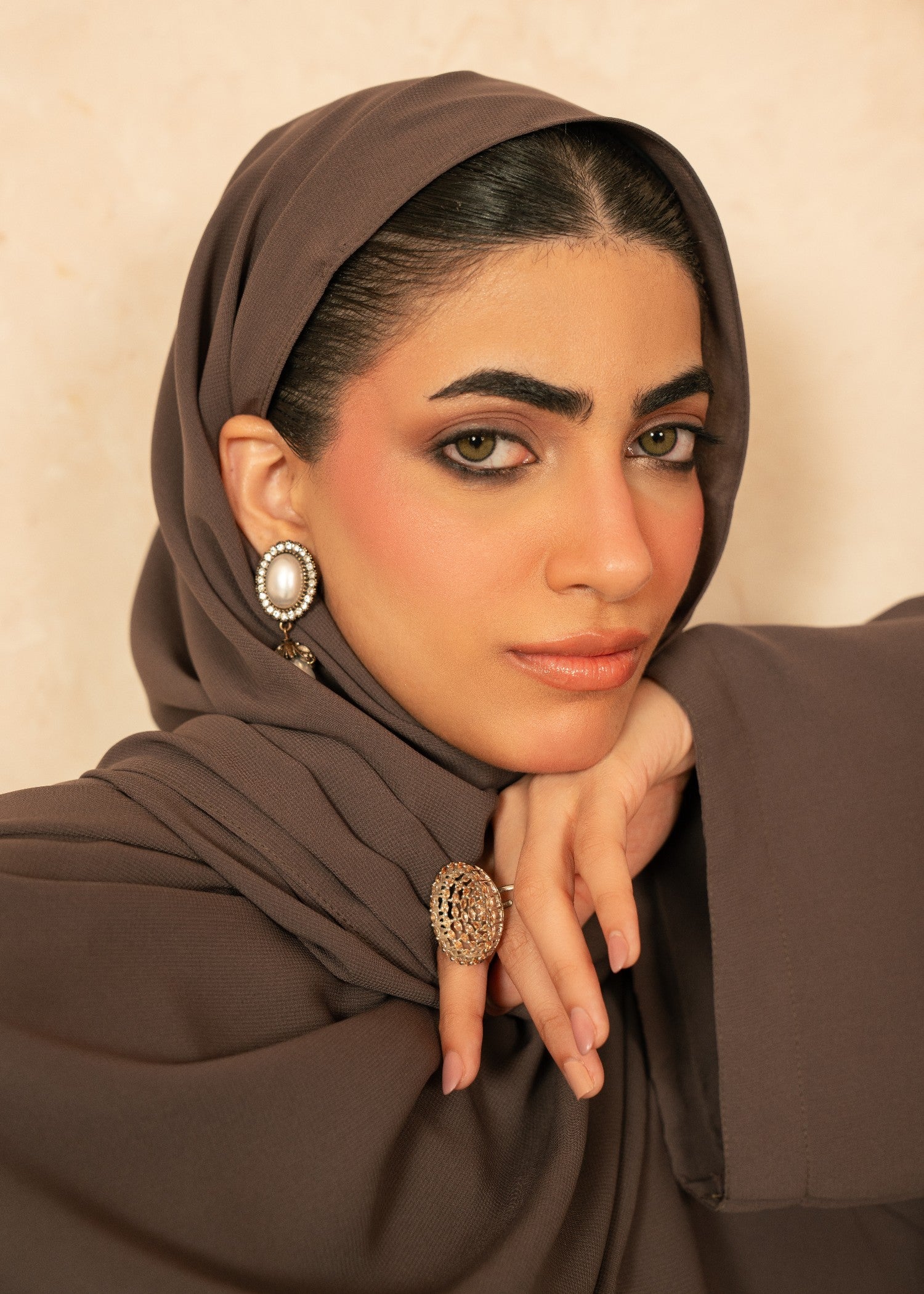 chiffon Abaya in Mocha brown