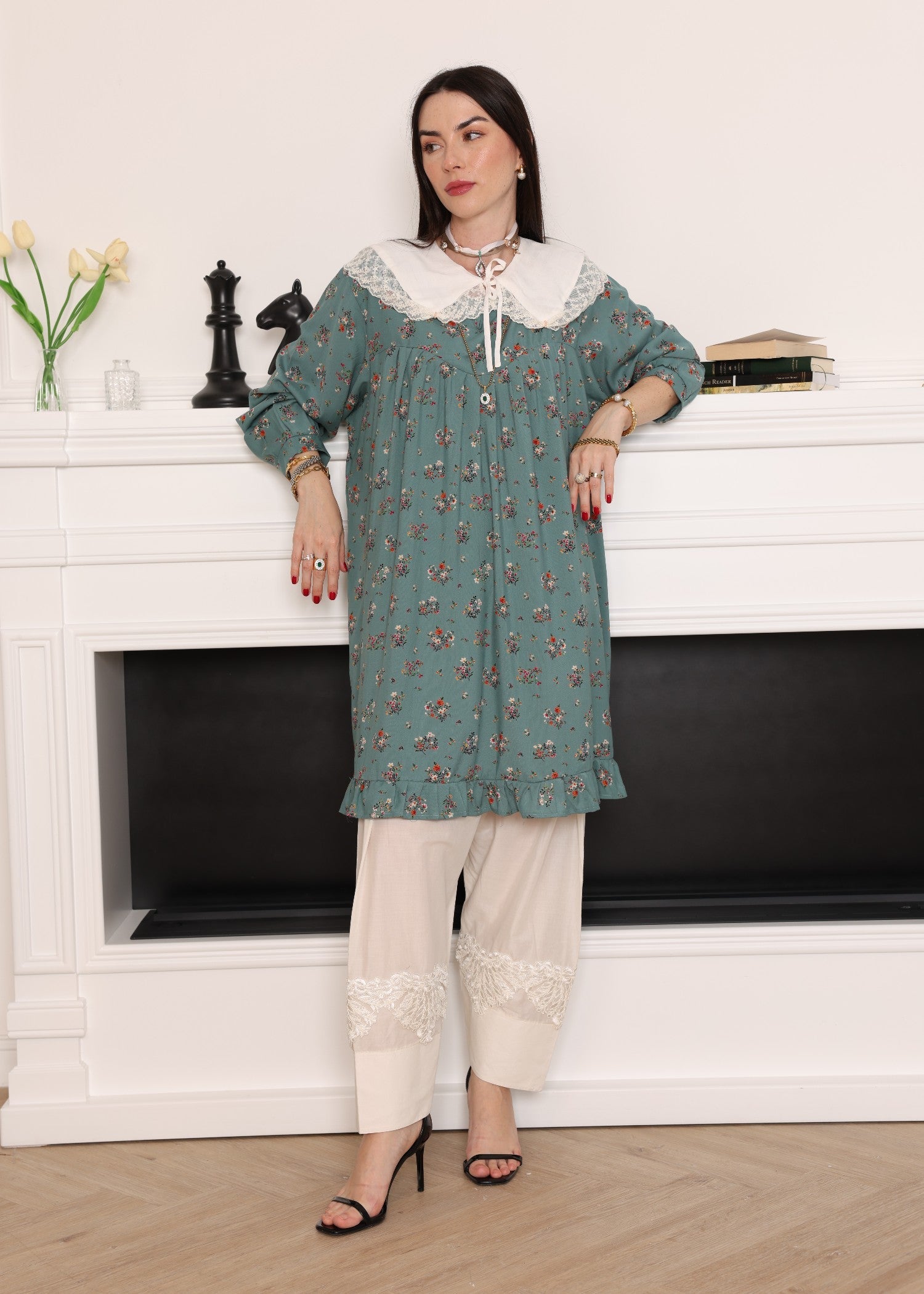 cotton Tunic in Steel teal