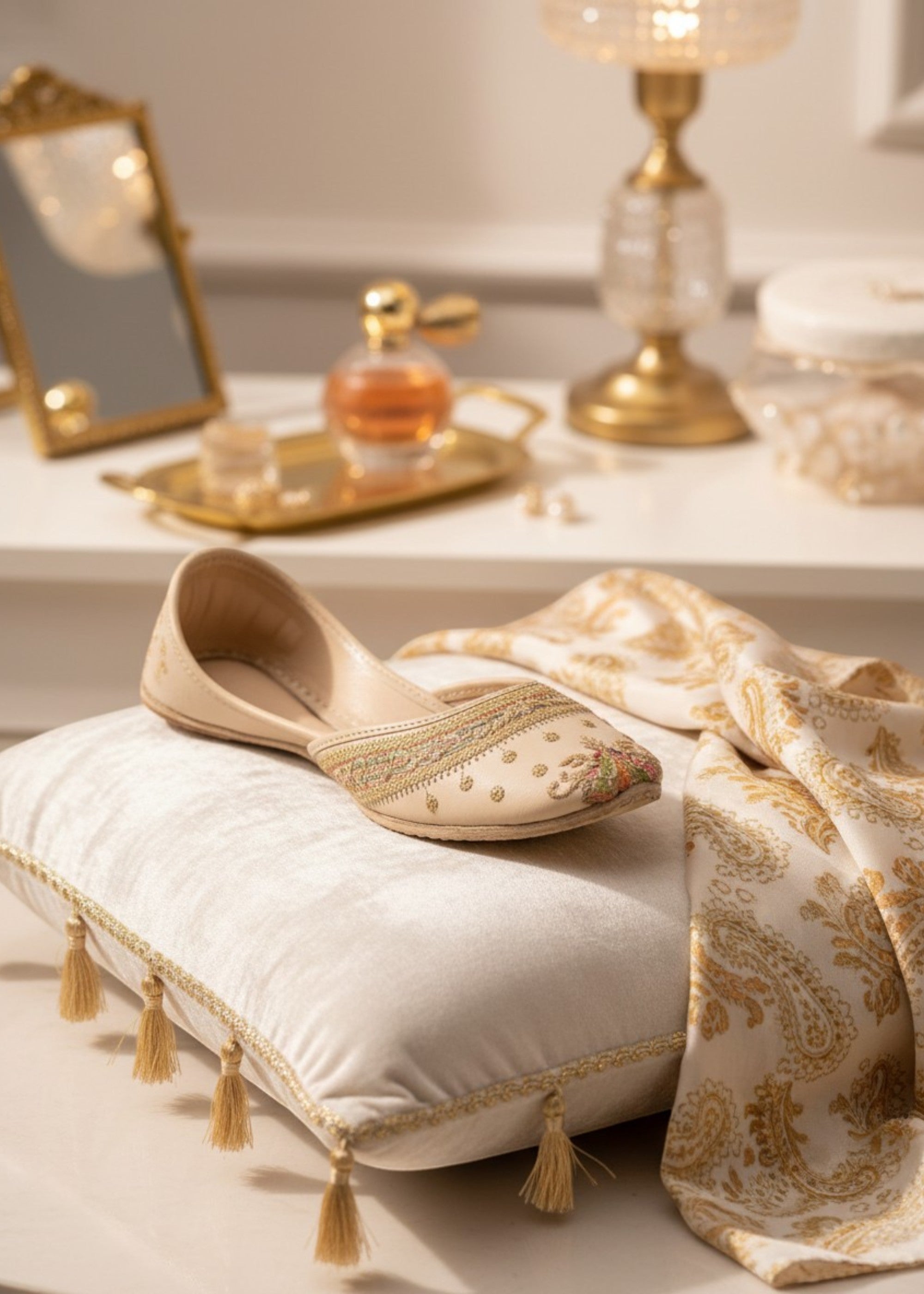 Khussa in Champagne by - High Quality Women Khussa FDV4850