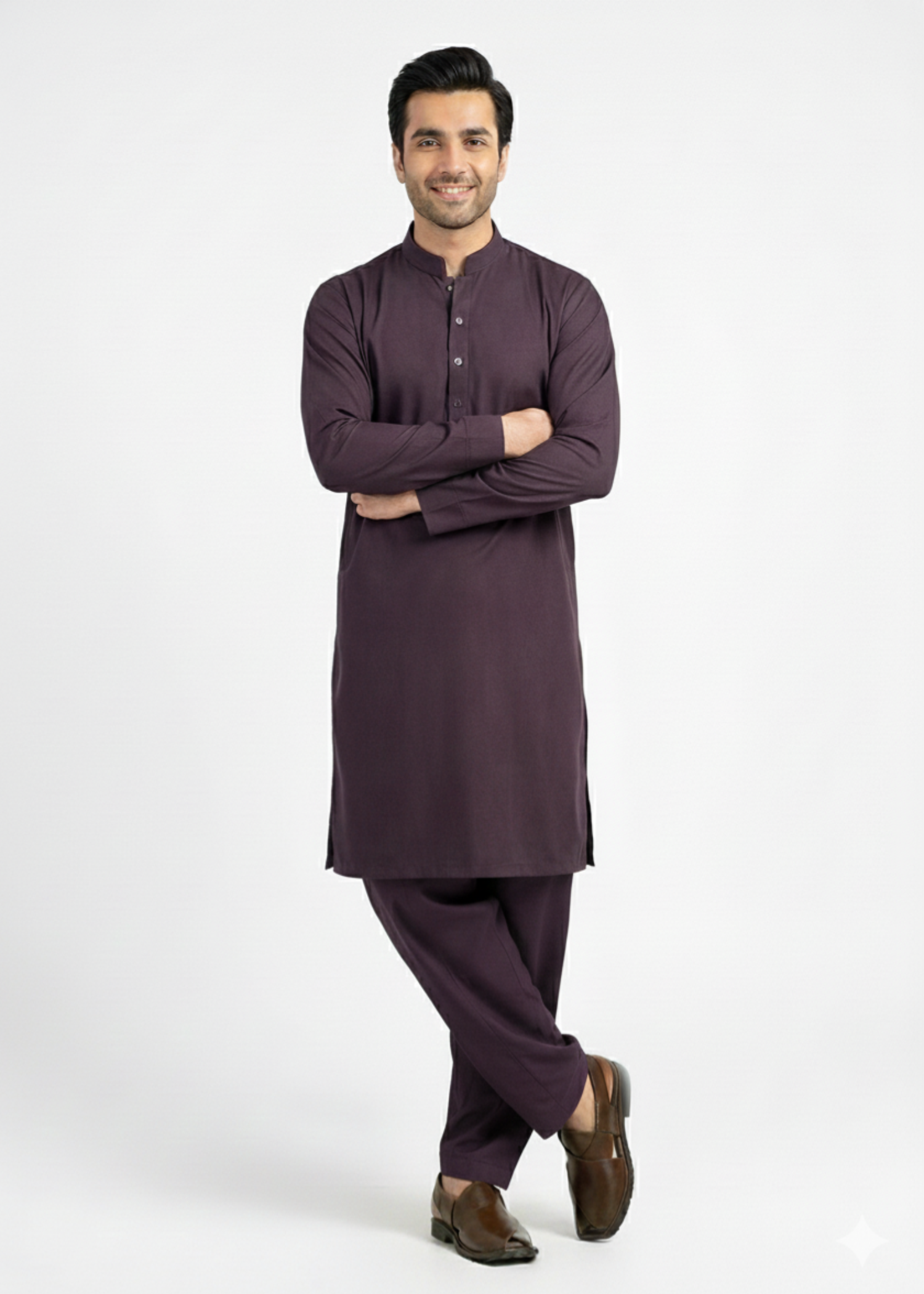 wash & wear Shalwar Kameez in Plum