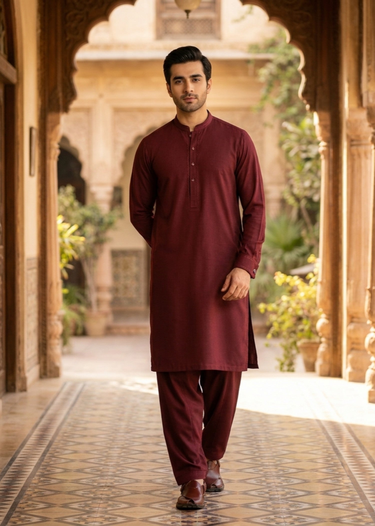 wash & wear Shalwar Kameez in Maroon