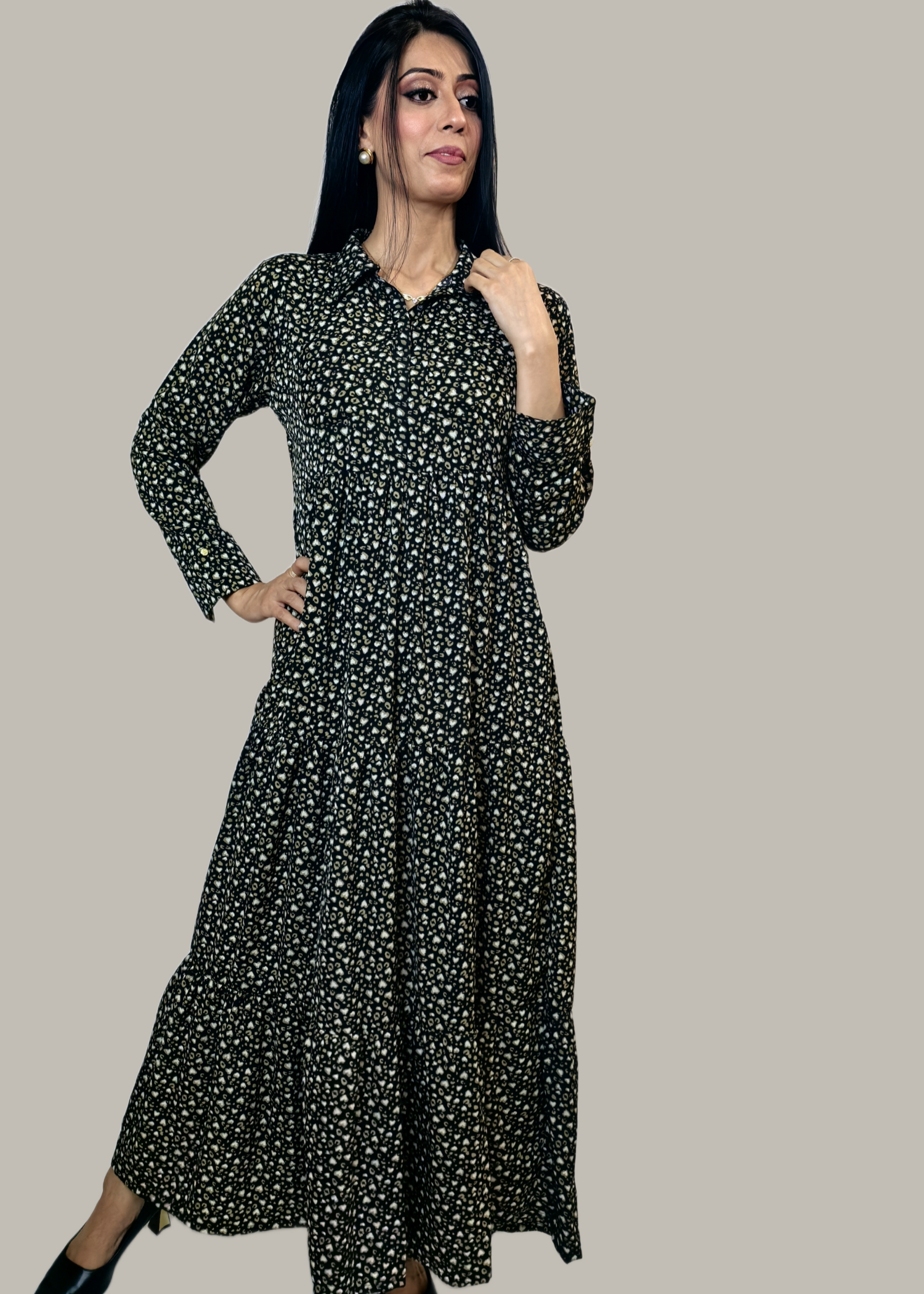 georgette Maxi in Black, ebony