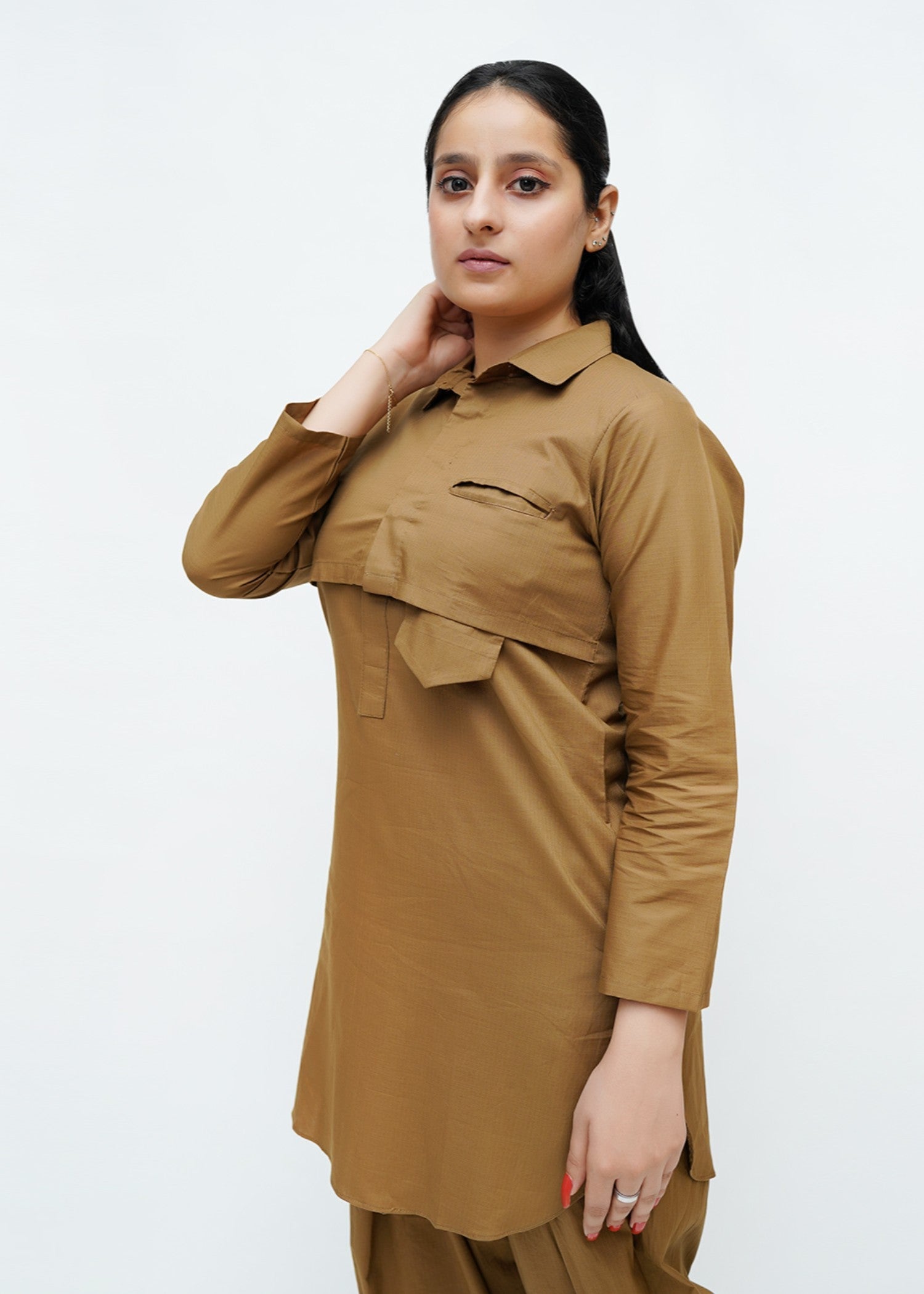 cotton Kurta Set in Peanut