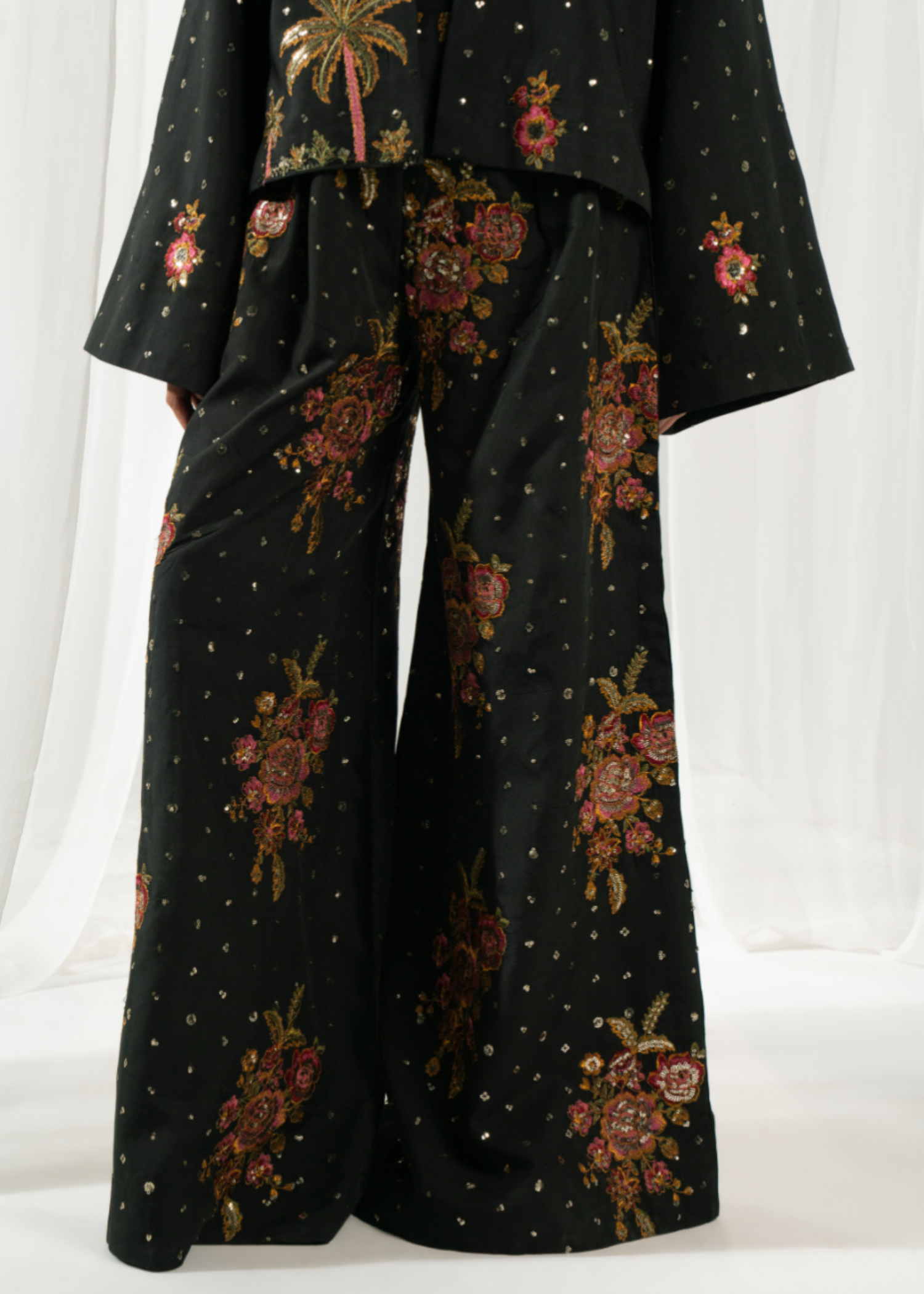 viscose thai silk Co Ord Sets in Black