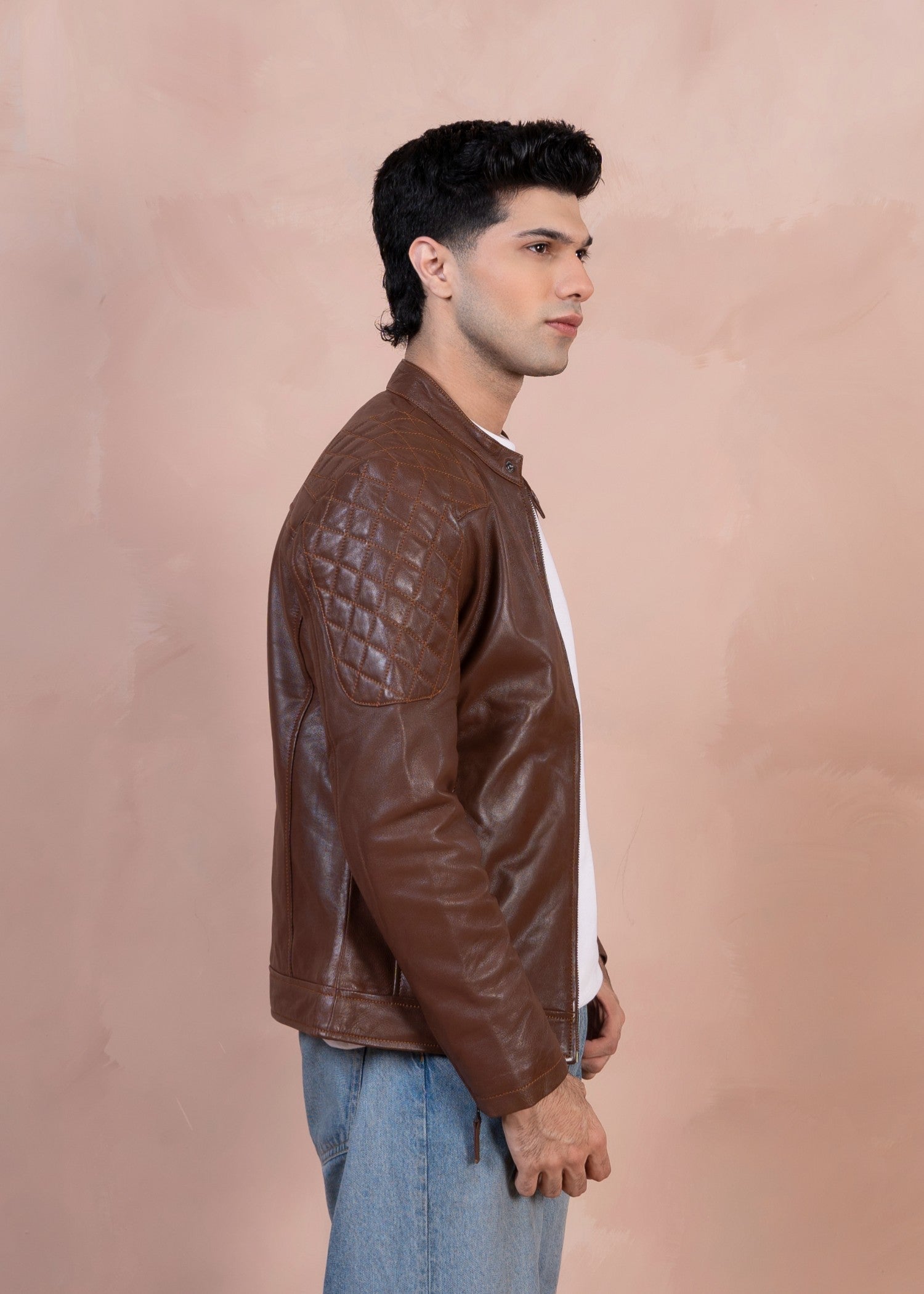 leather Jacket in Chocolate brown
