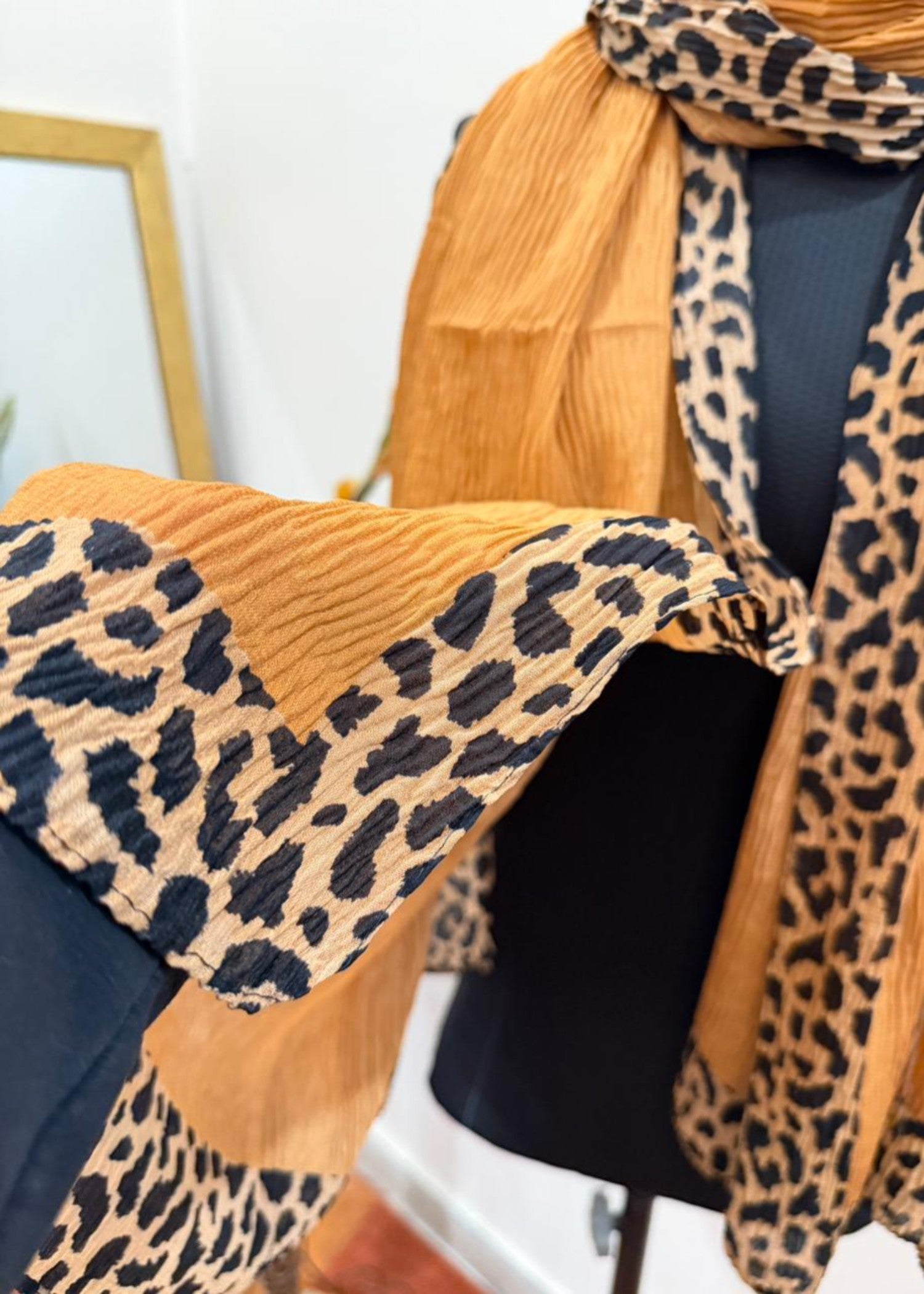 textured lawn Hijab in Yellow-orange