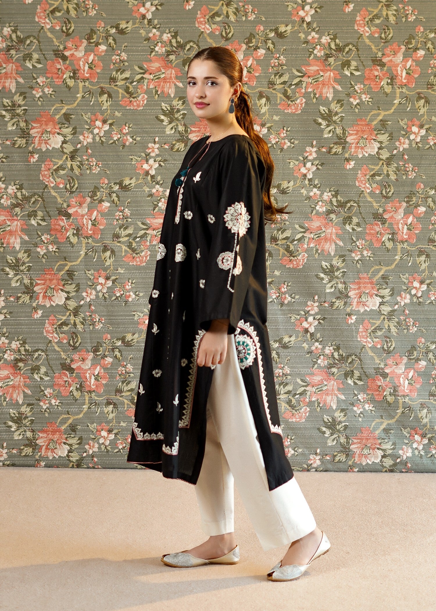 lawn Kurti in Black