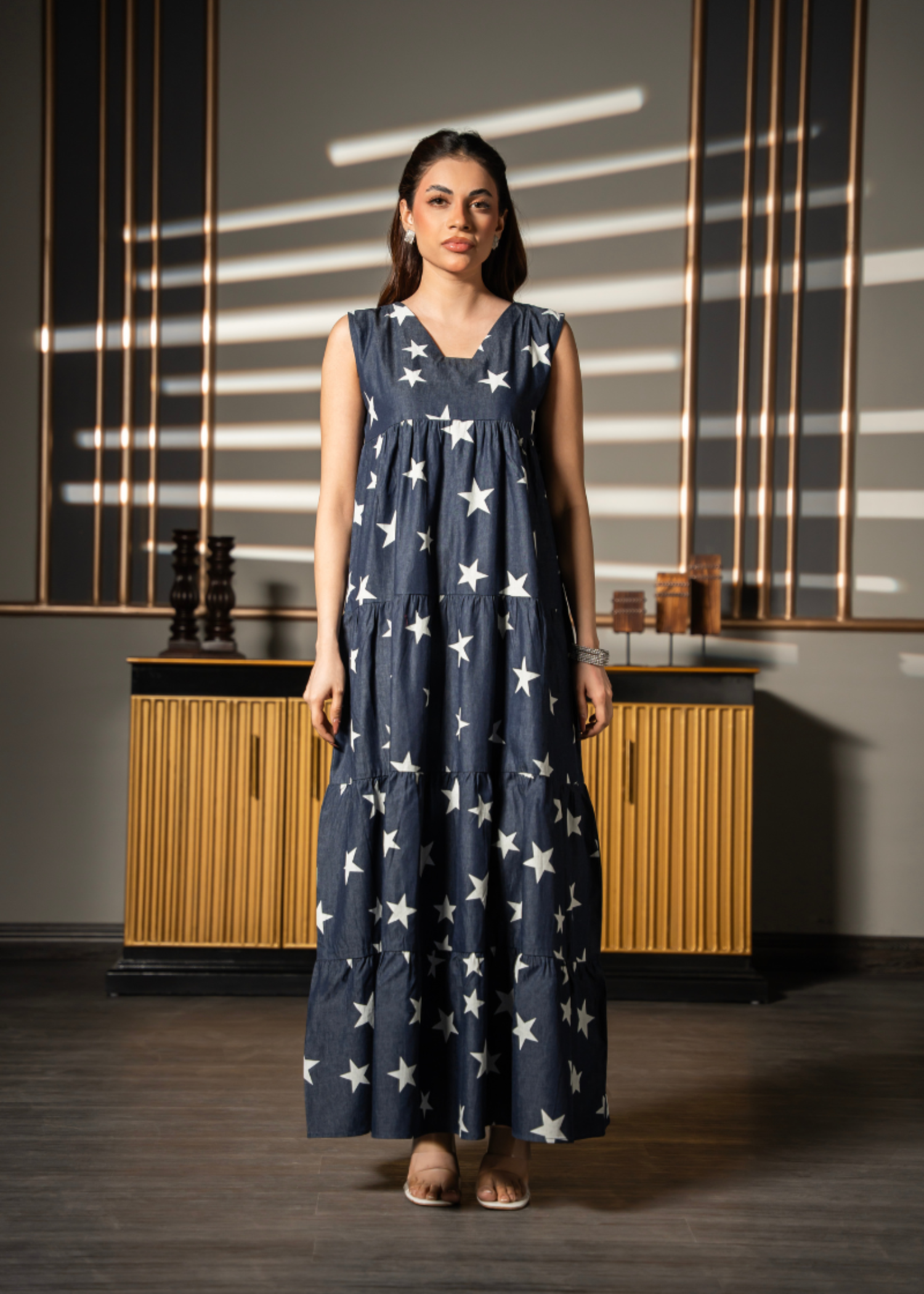 denim-like chambray Dress in Navy blue