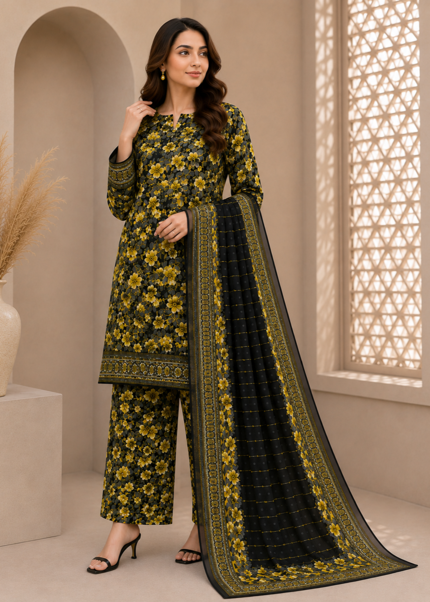 cotton Unstitched in Black, yellow
