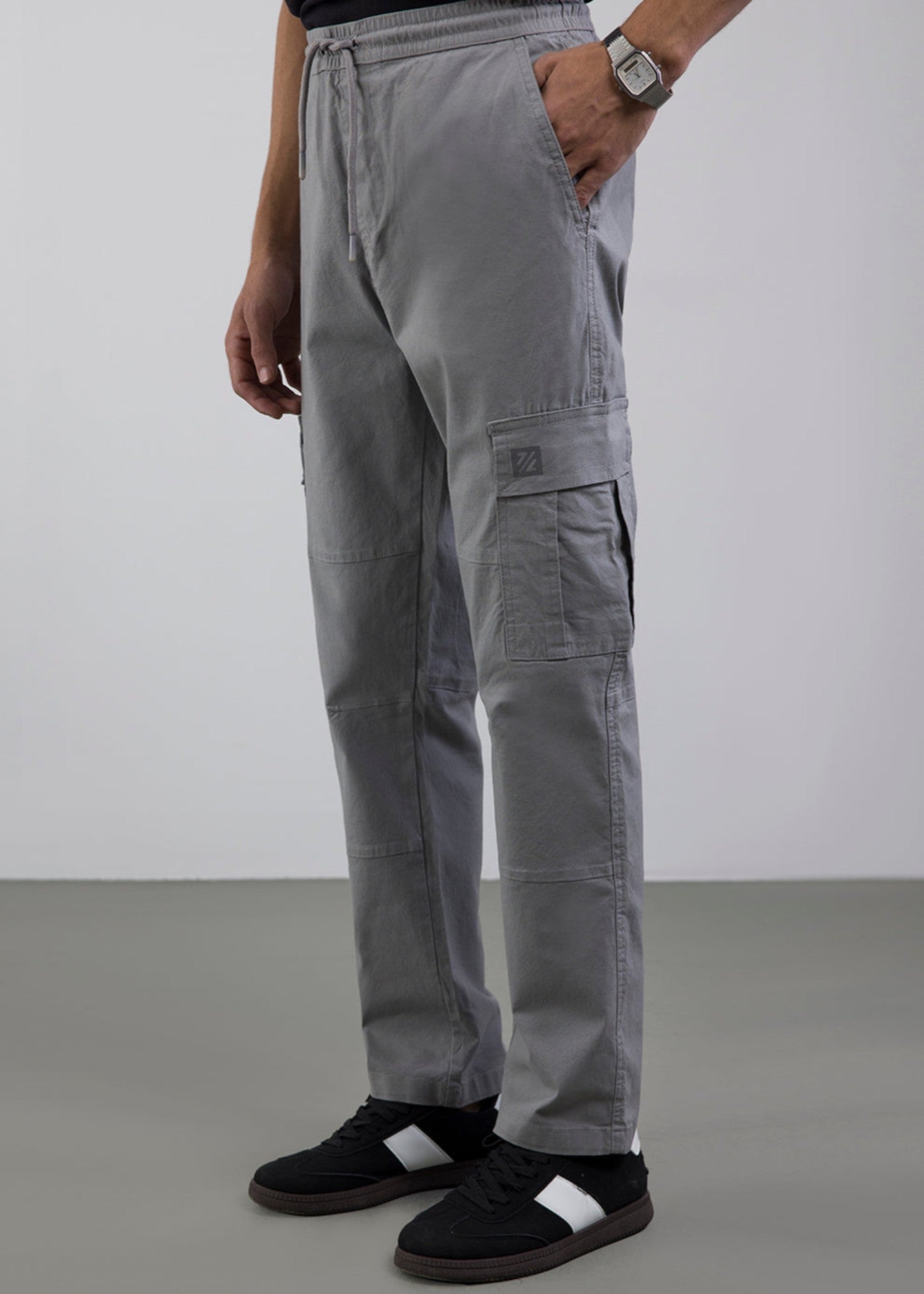 cotton Trousers in Light grey