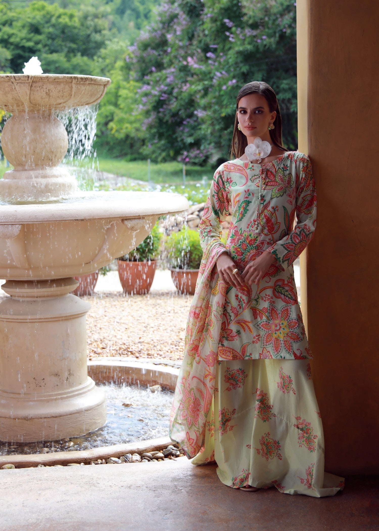 lawn Sharara in Mint green