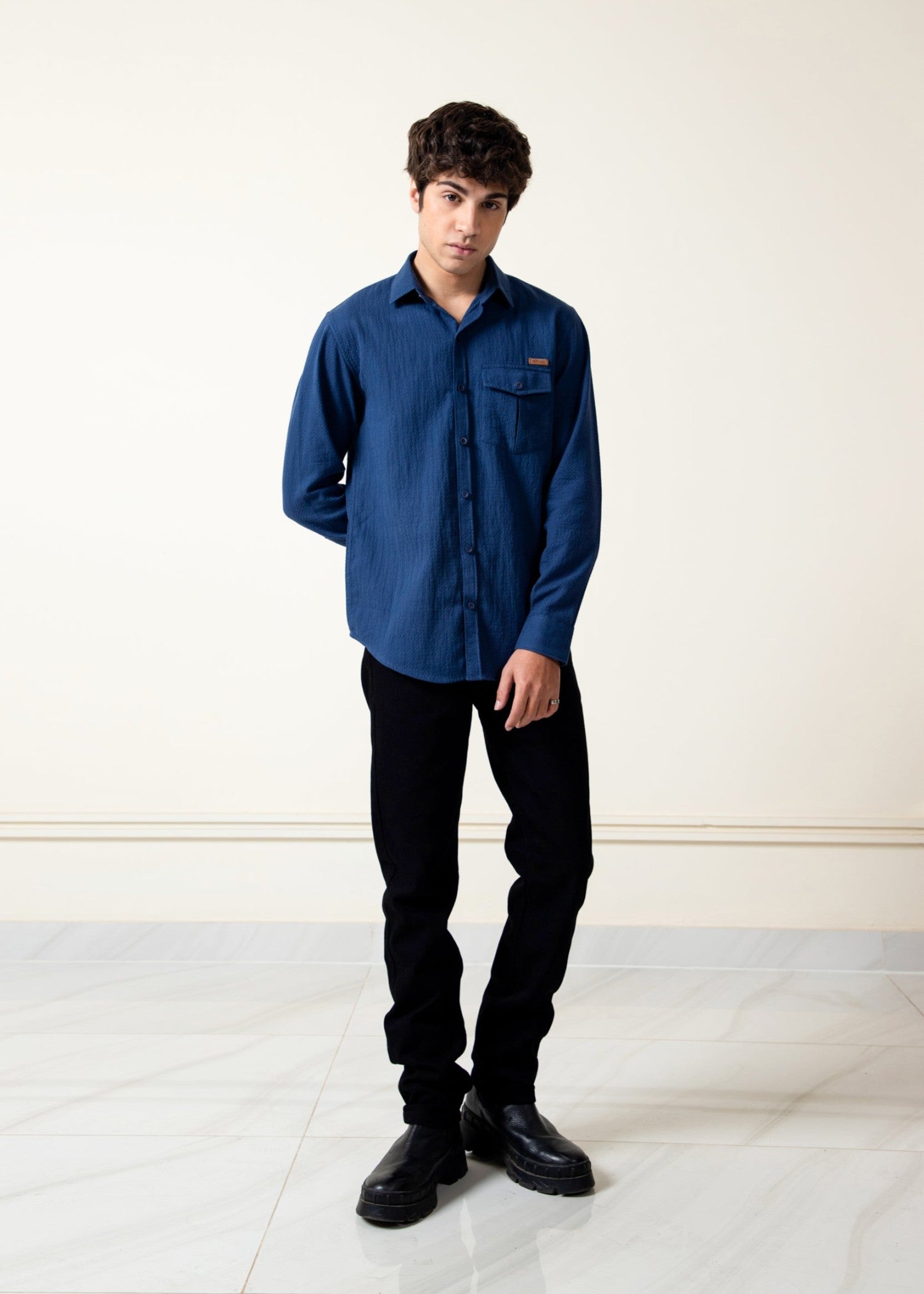 dobby Casual Shirt in Royal blue