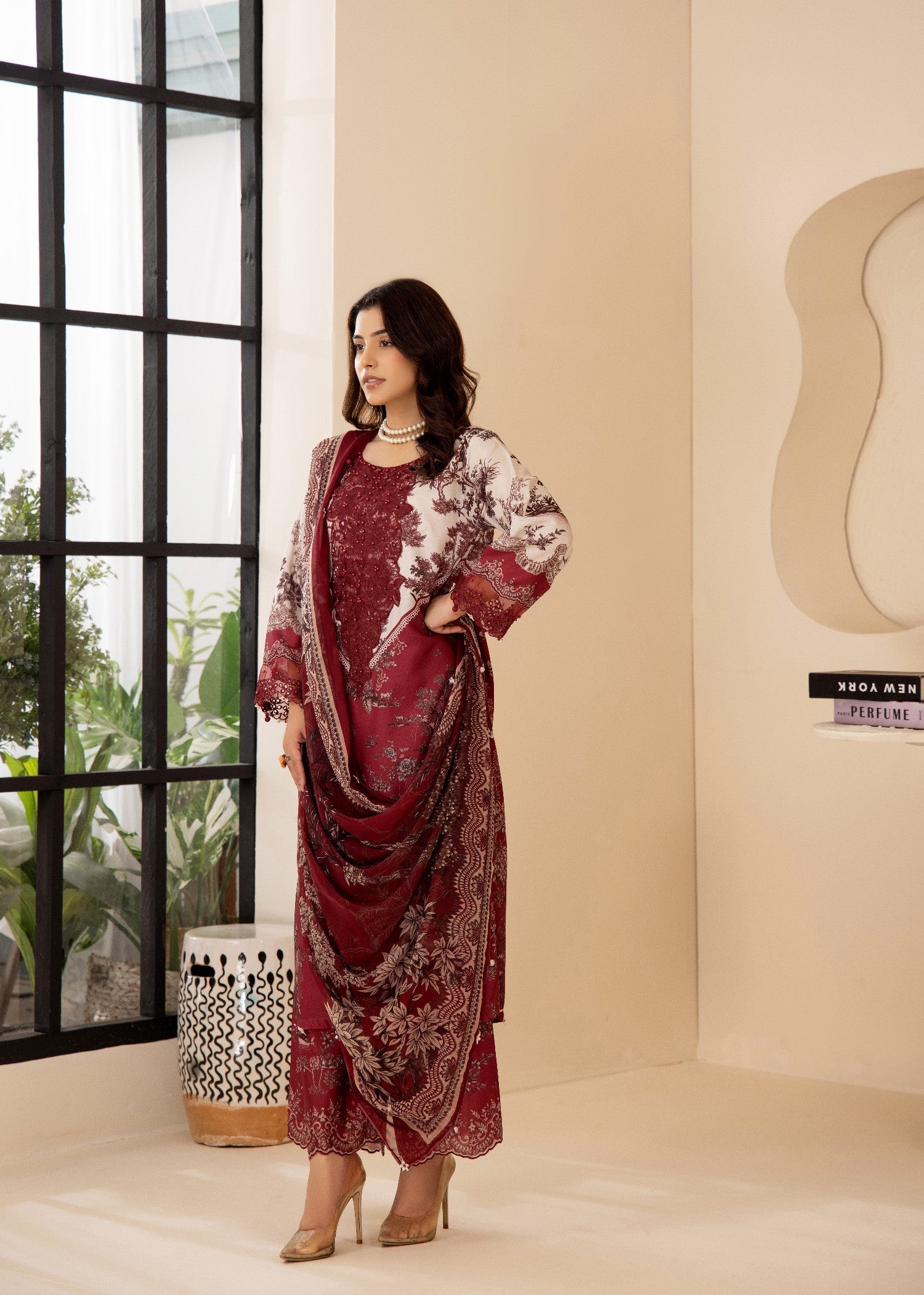 poly silk Kurta Set in Maroon