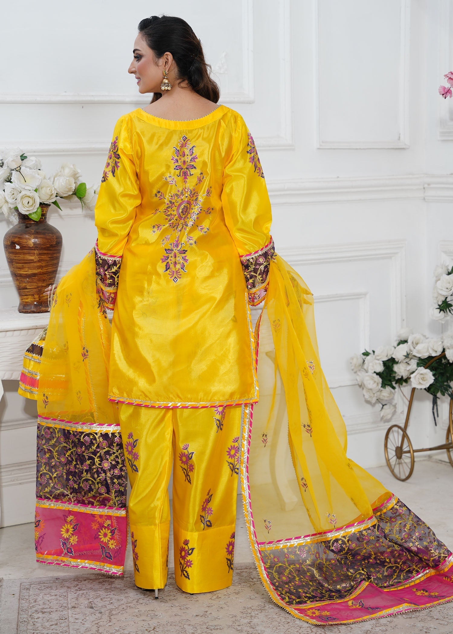 kattan silk Kurta Set in Yellow