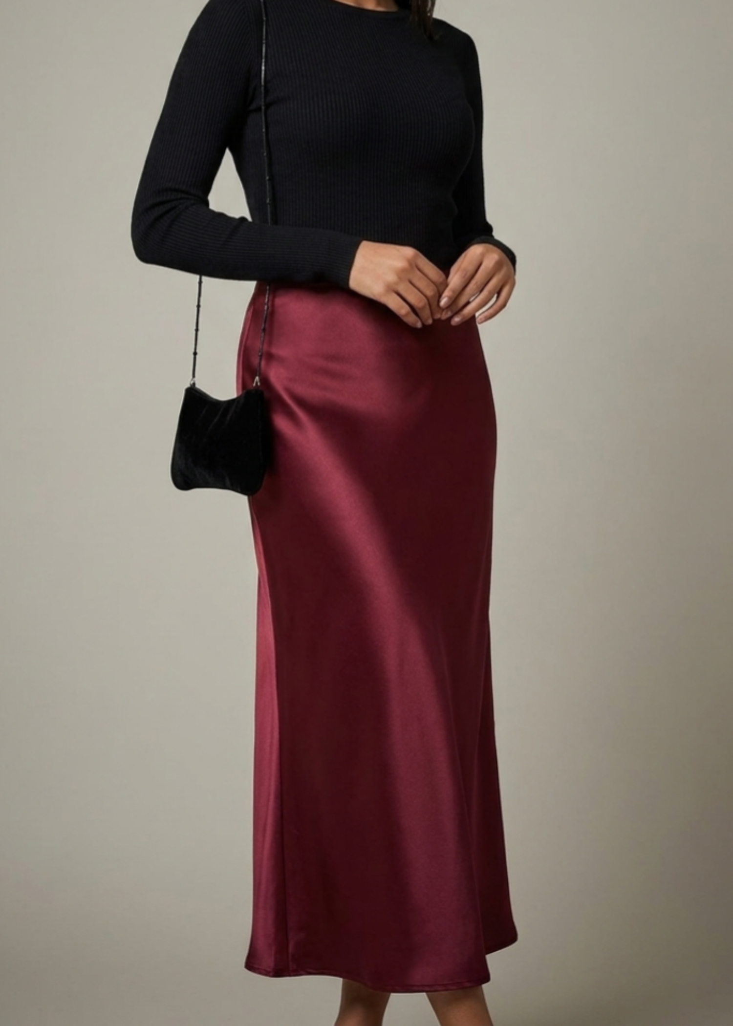 silk Skirt in Burgundy