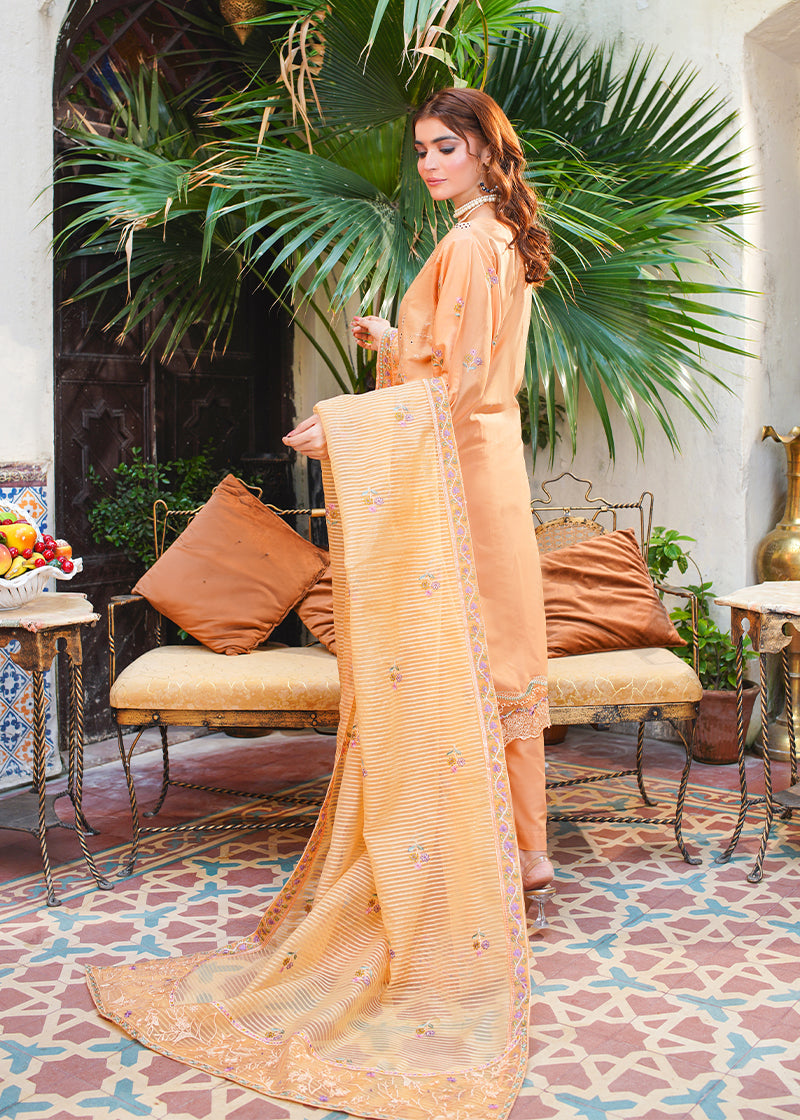 lawn Kurta Set in Marmalade orange