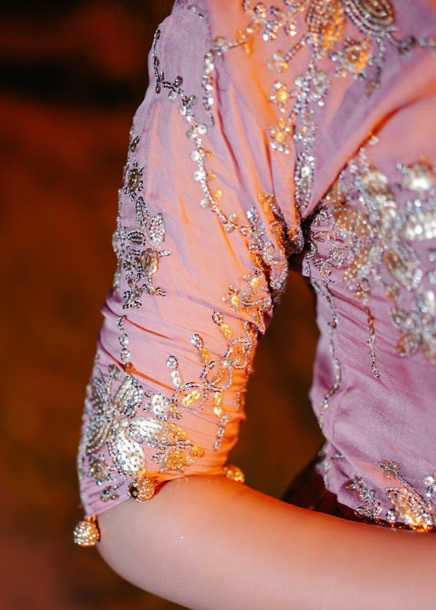 bemberg crinkle chiffon Lehenga in Pink