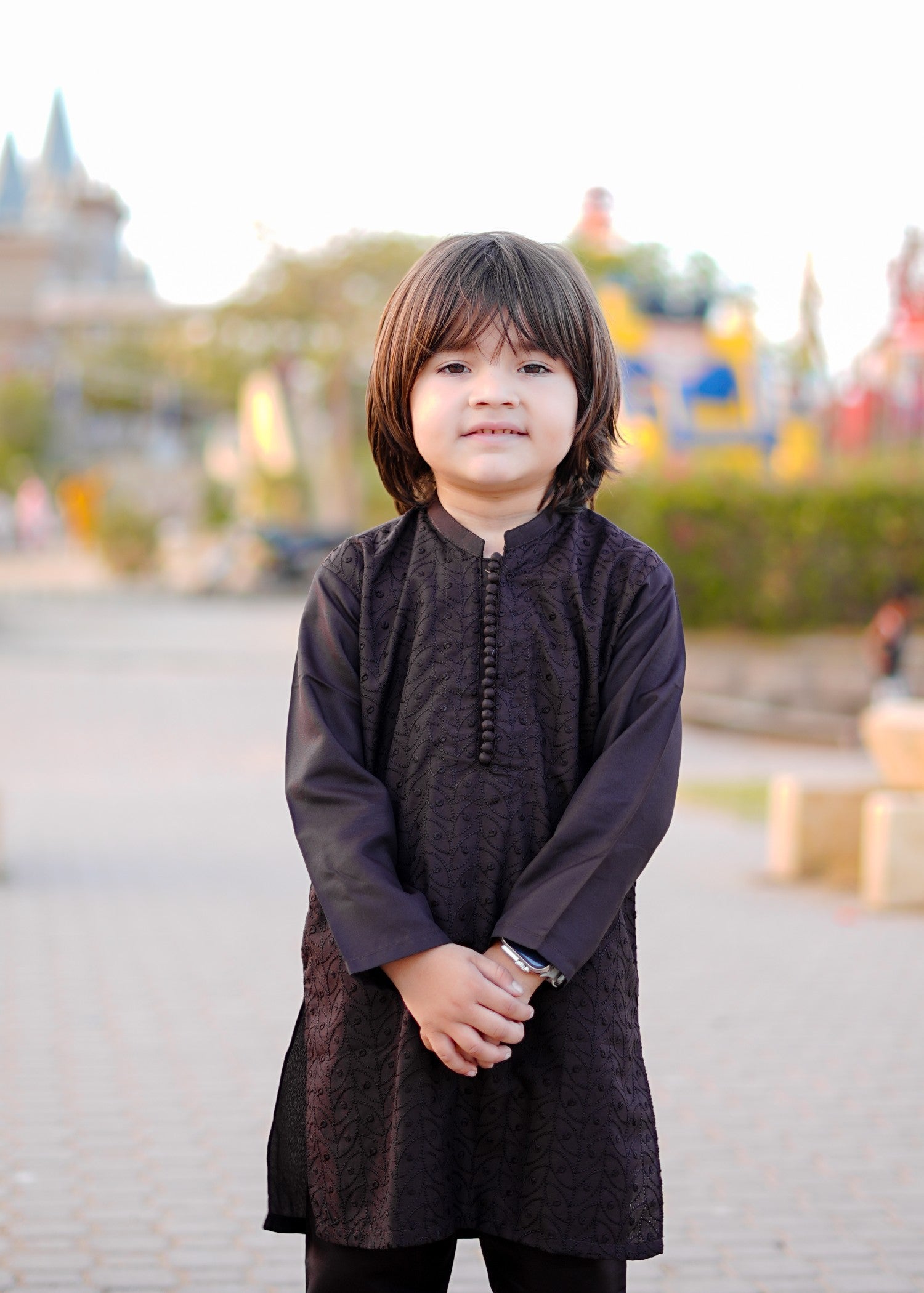 cotton Kurta Set in Dark brown