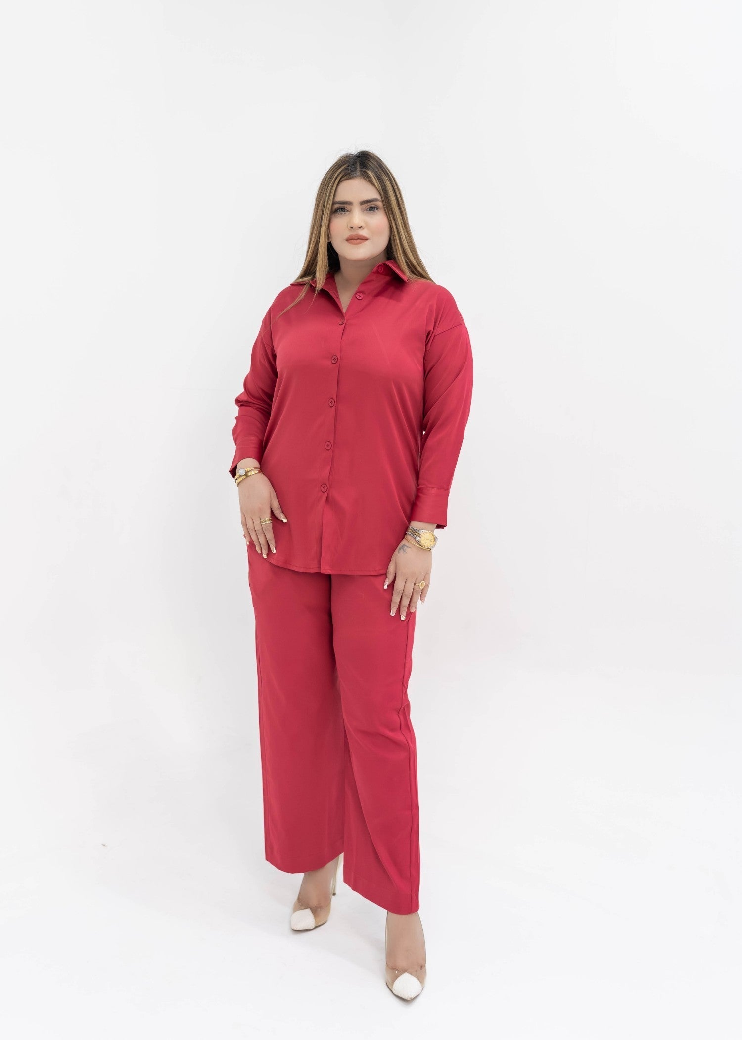 leatherette Co Ord Sets in Hot pink