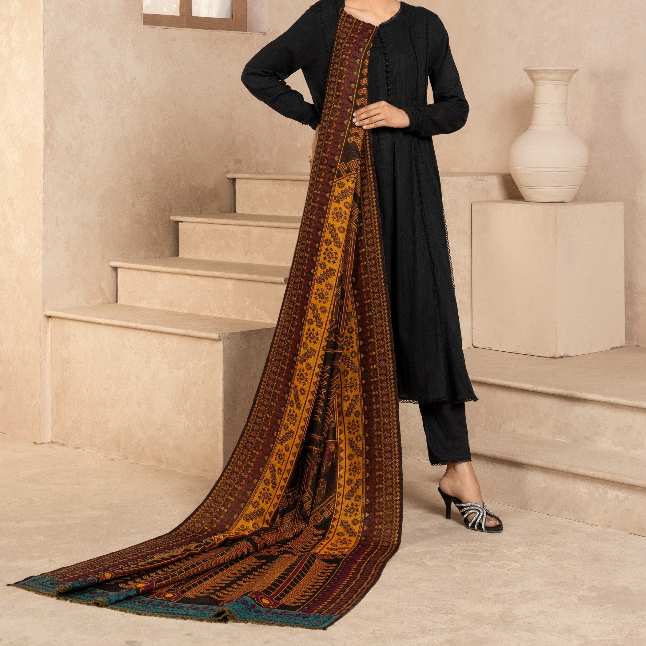 Shawl in Mustard Color by - Trendy Women Shawl FSK9306