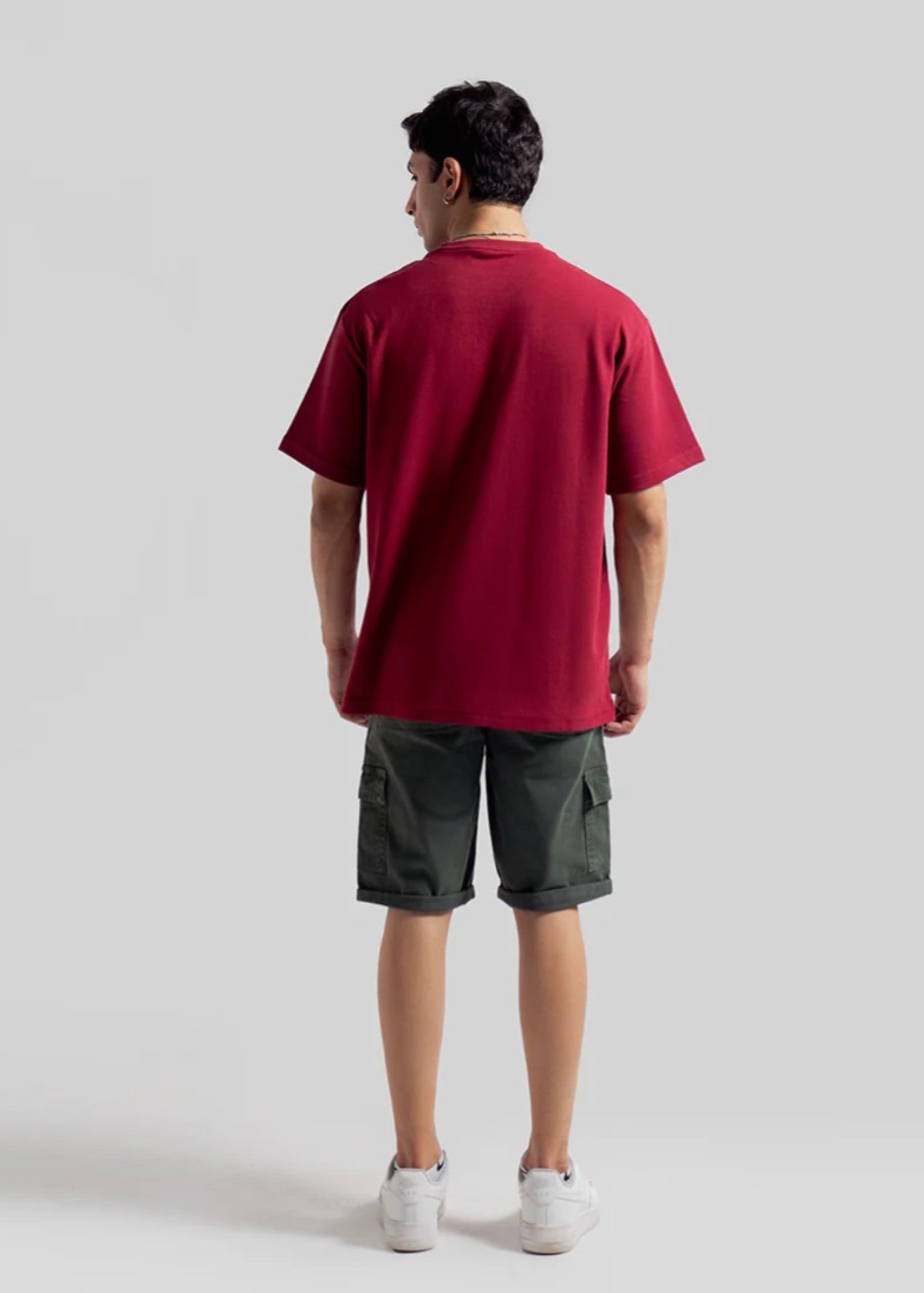 cotton jersey T Shirt in Burgundy