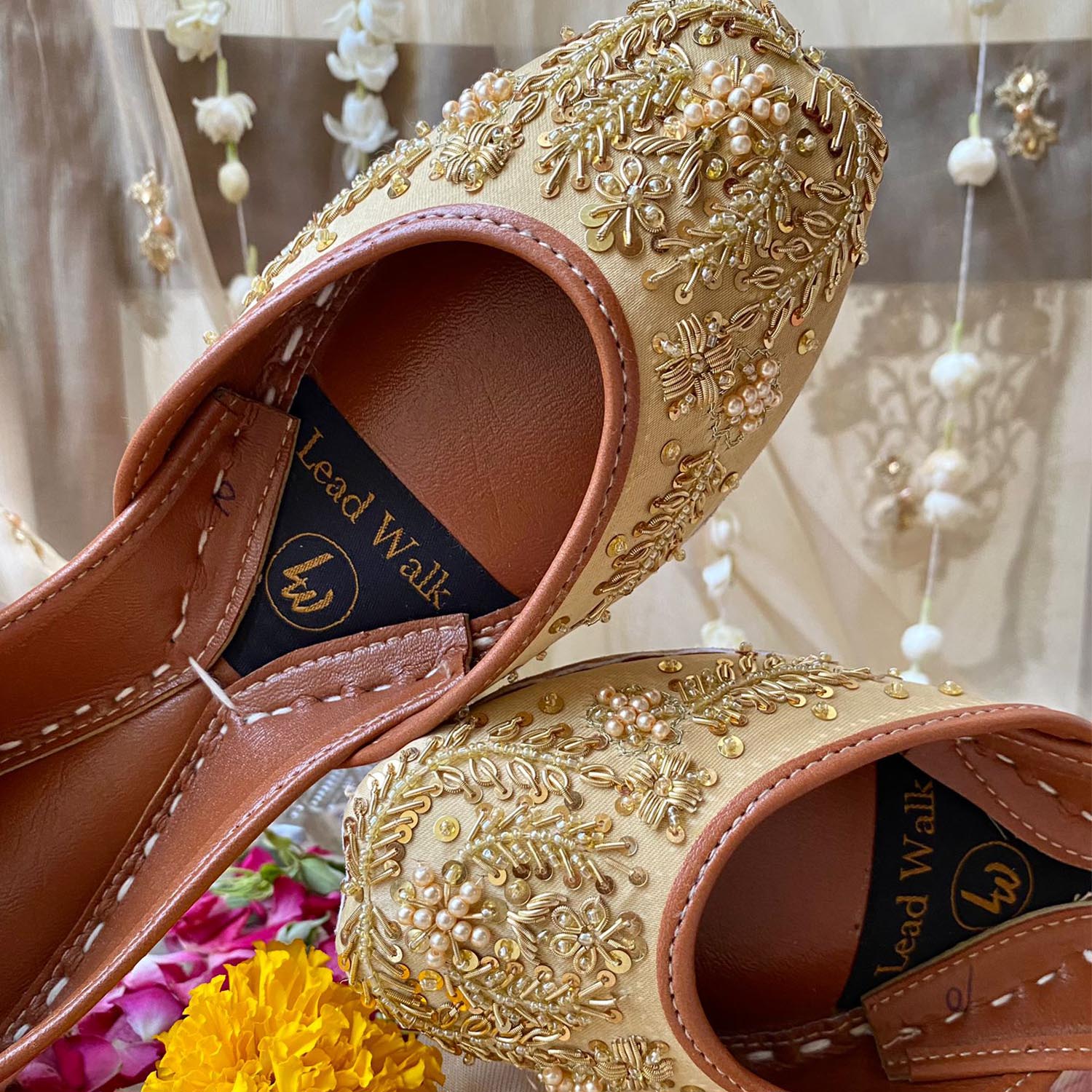 Khussa in Gold by - High Quality Women Khussa BPI2411