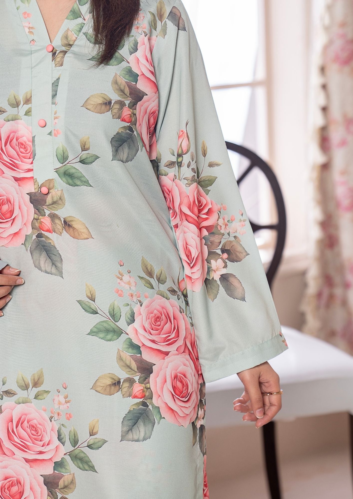 arabic lawn Kurta Set in Cloud blue