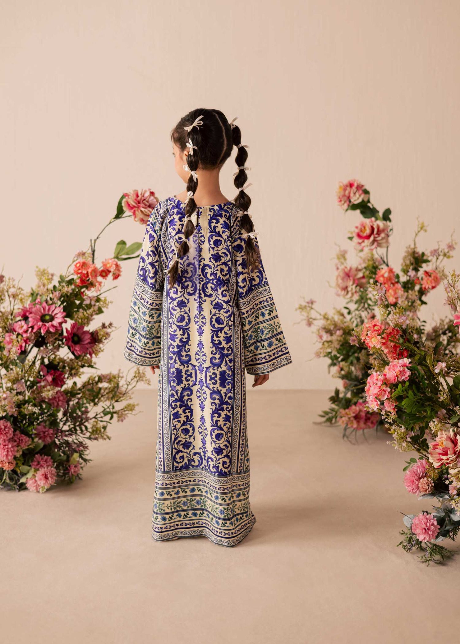 silk Kaftan in Midnight blue