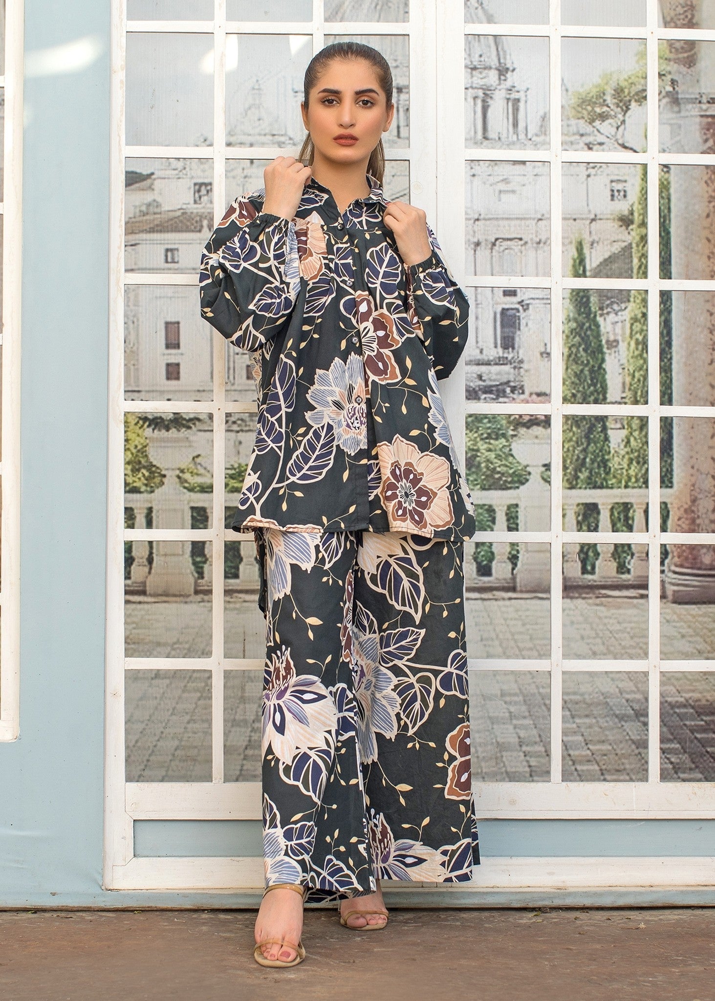 cotton Co ord Sets in Charcoal