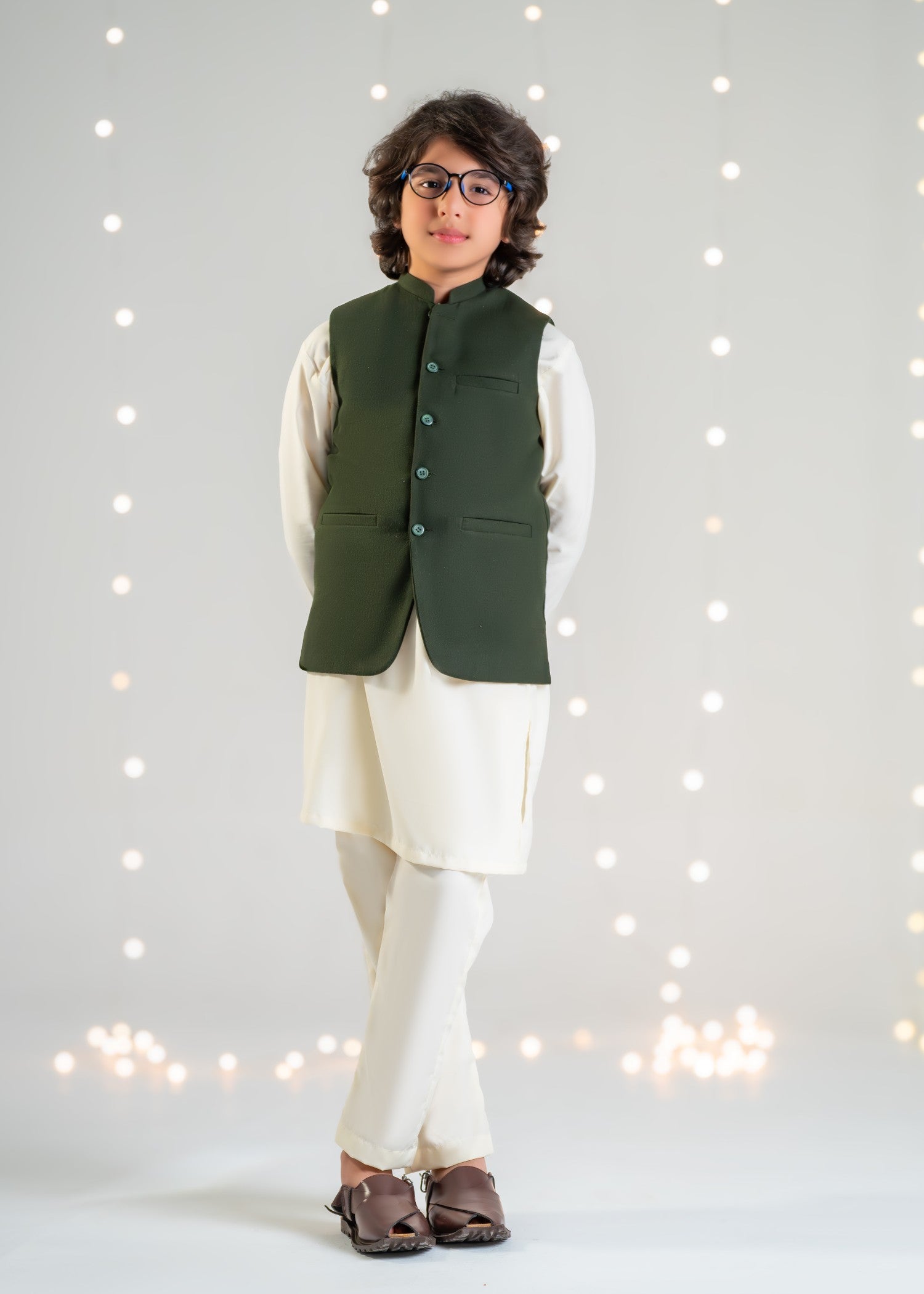 cotton Waistcoat in Forest green