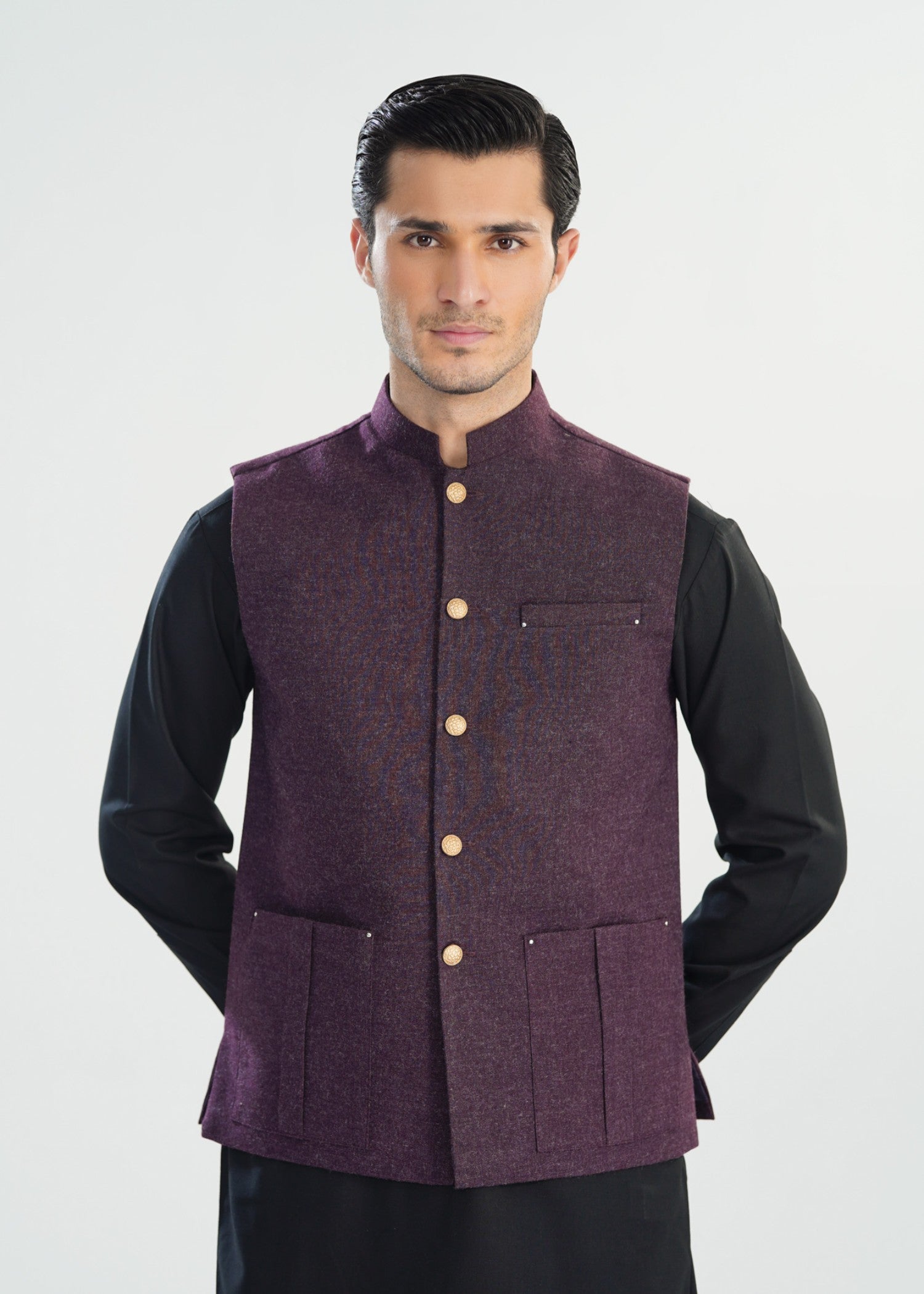 wool Waistcoat in Purple