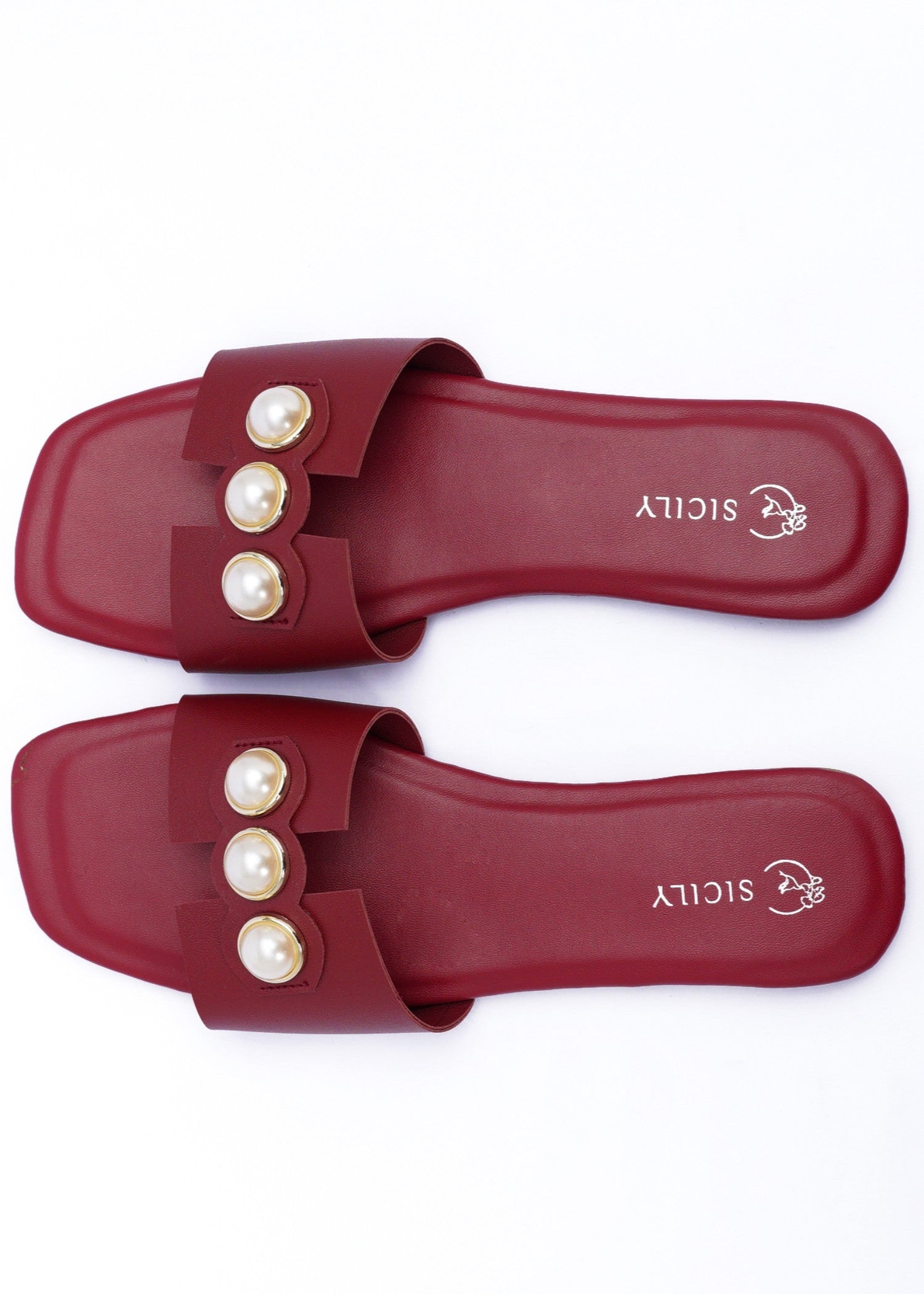 Slides in Crimson by - High Quality Women Slides BGP0564