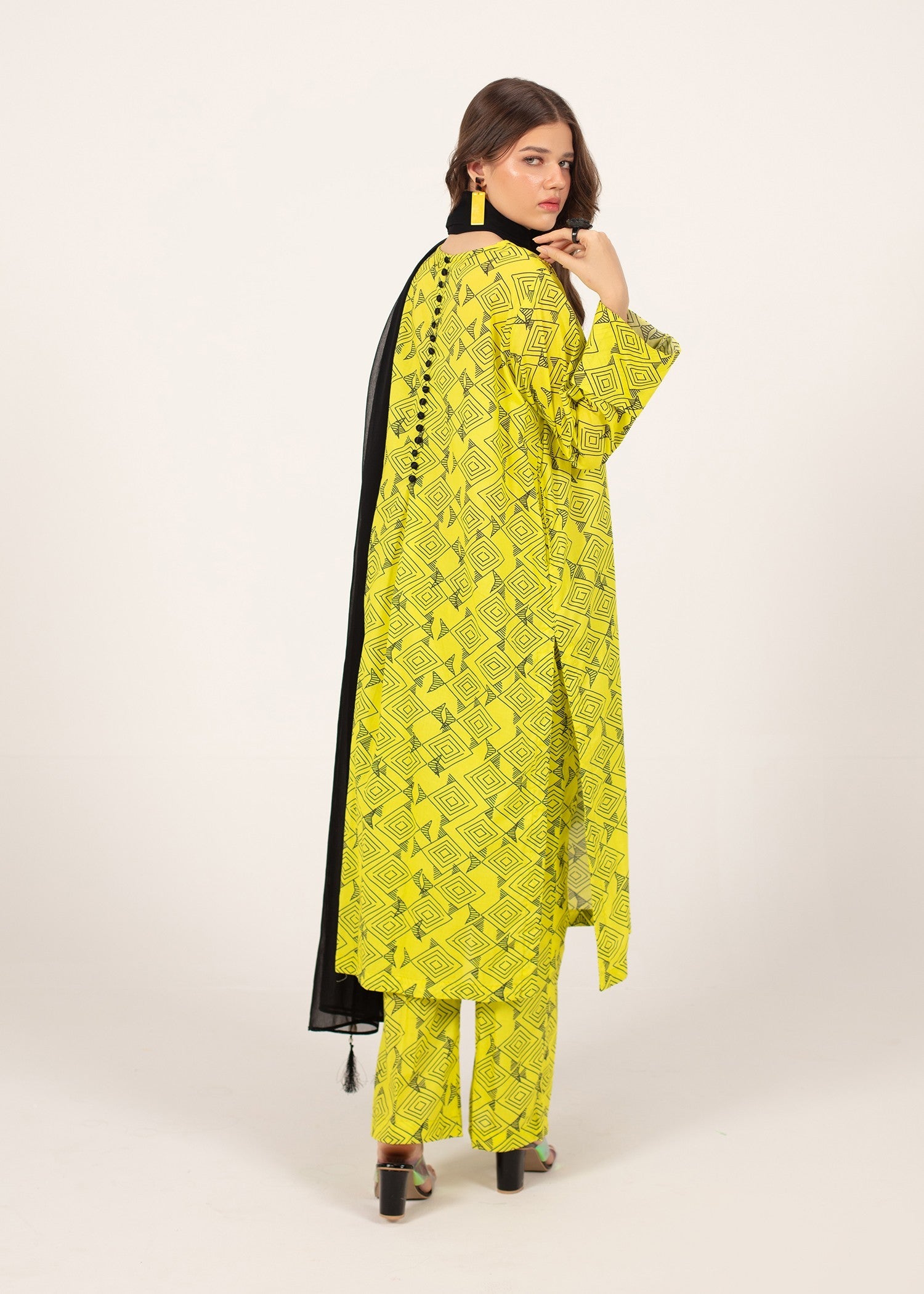 cambric Kurta Set in Neon green