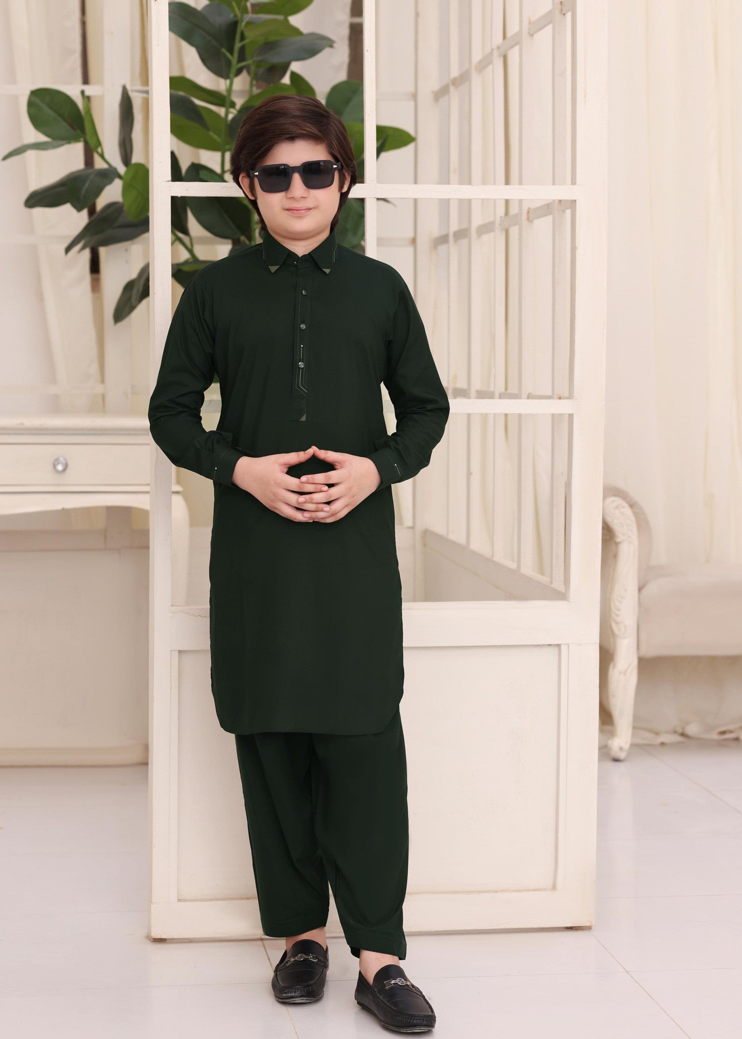 wash & wear Kurta Set in Green