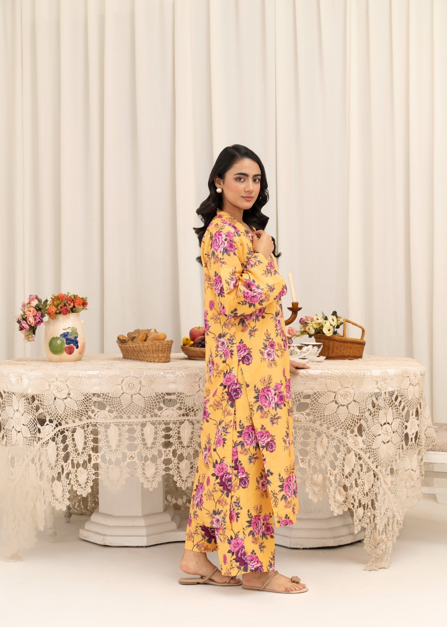 cotton silk Kurta Set in Mustard