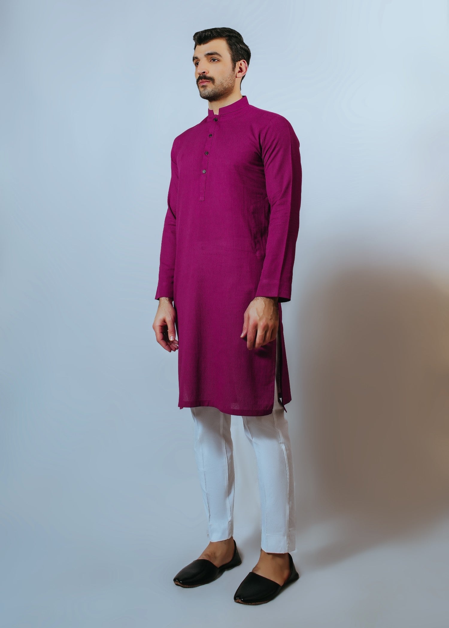 lawn karandi Kurta in Mulberry