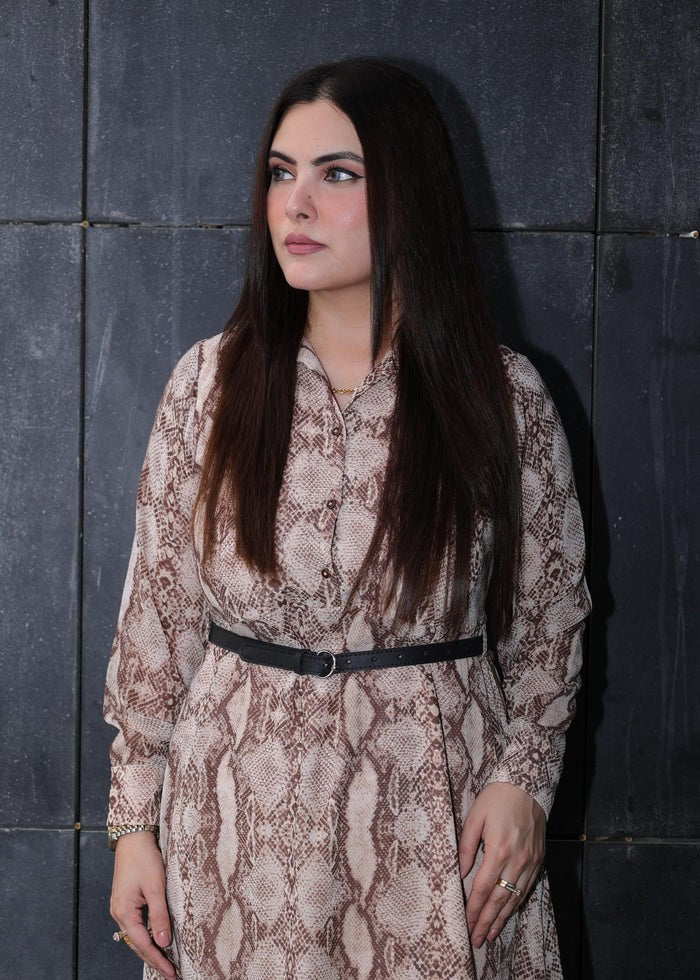 chiffon Dress in Brown