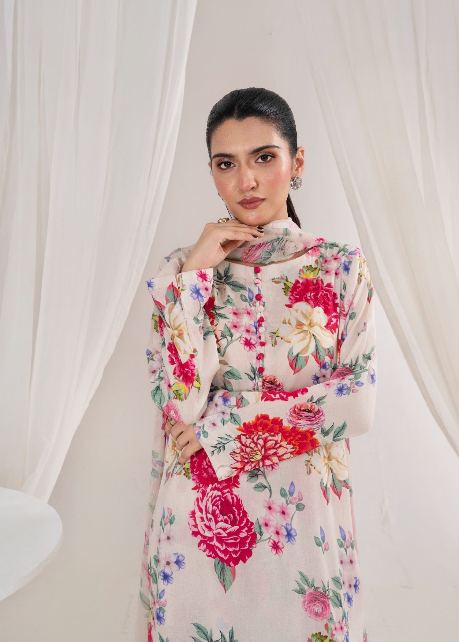 lawn Sharara in Off-white
