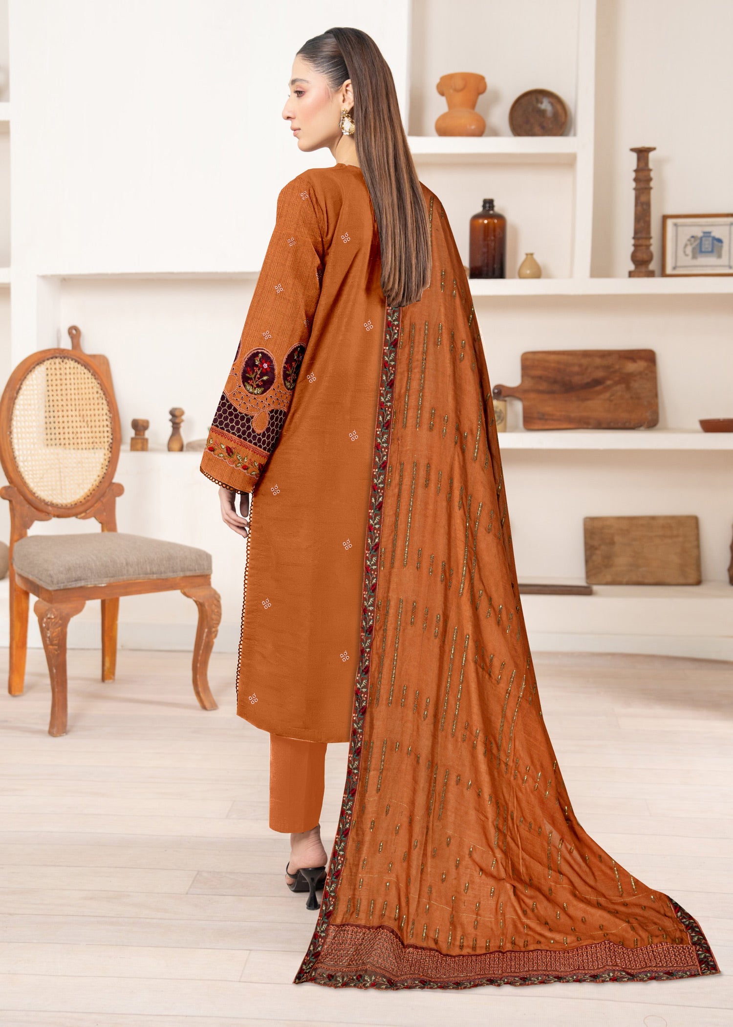 viscose Unstitched in Bronze orange