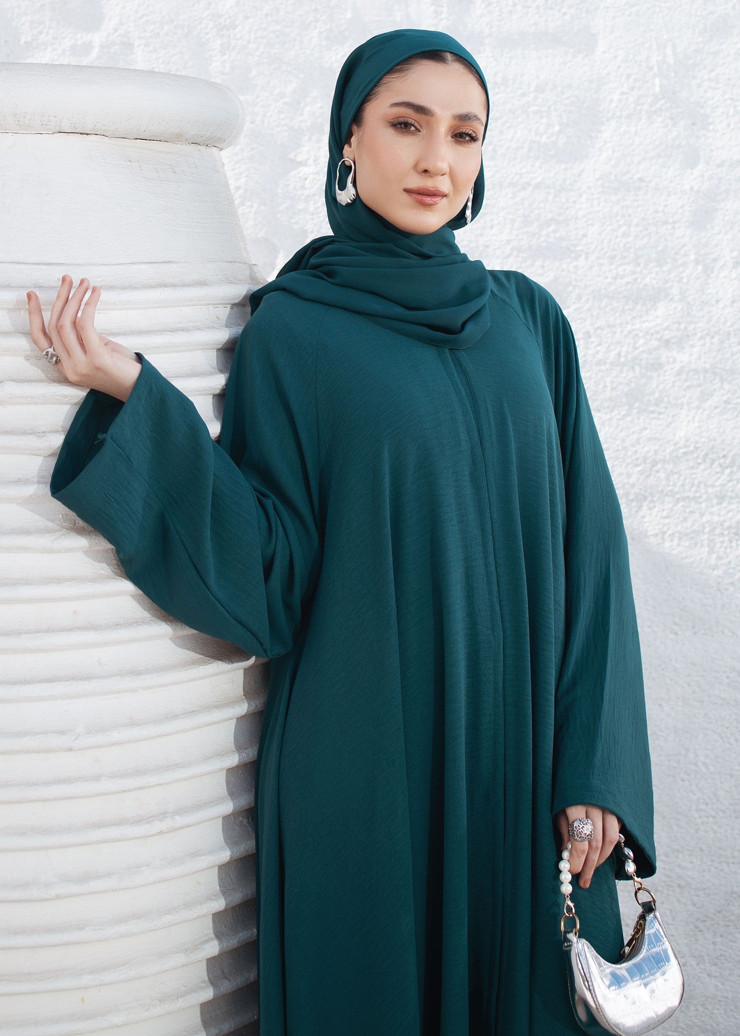 chiffon Abaya in Teal