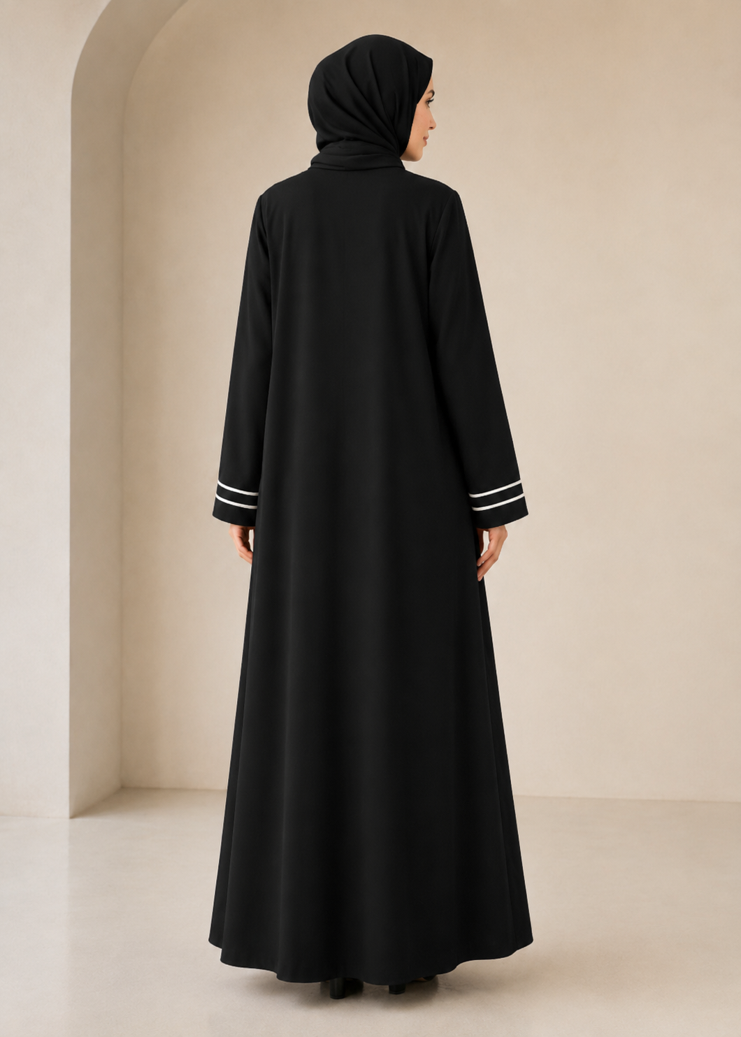 nidha Abaya in Black, white