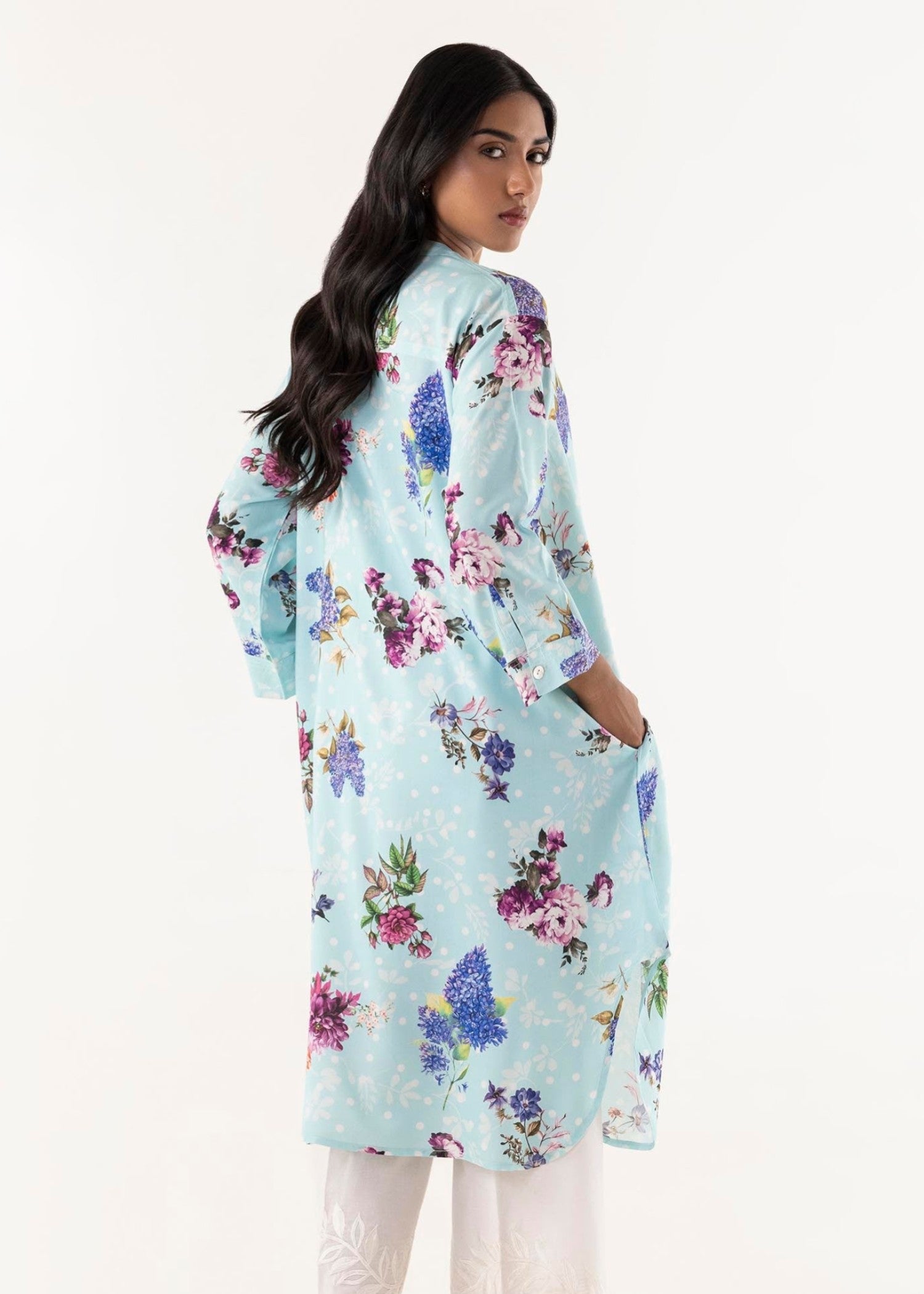 linen Kurti in Light blue