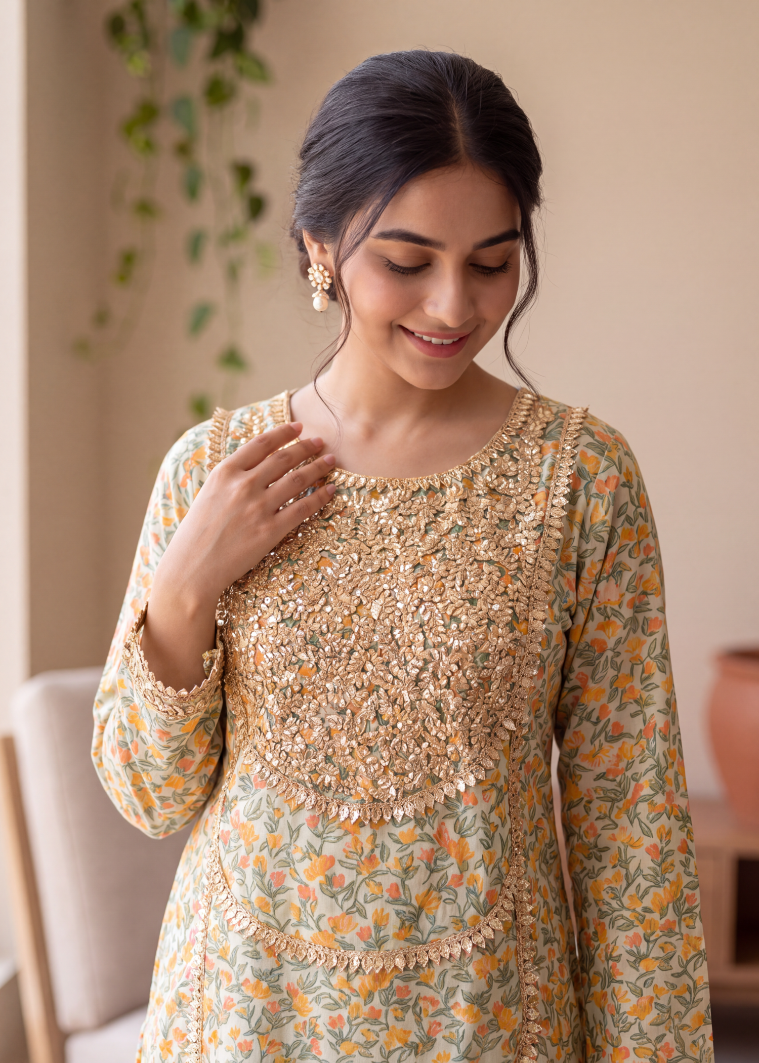 lawn Co Ord Sets in Tan brown, chili orange