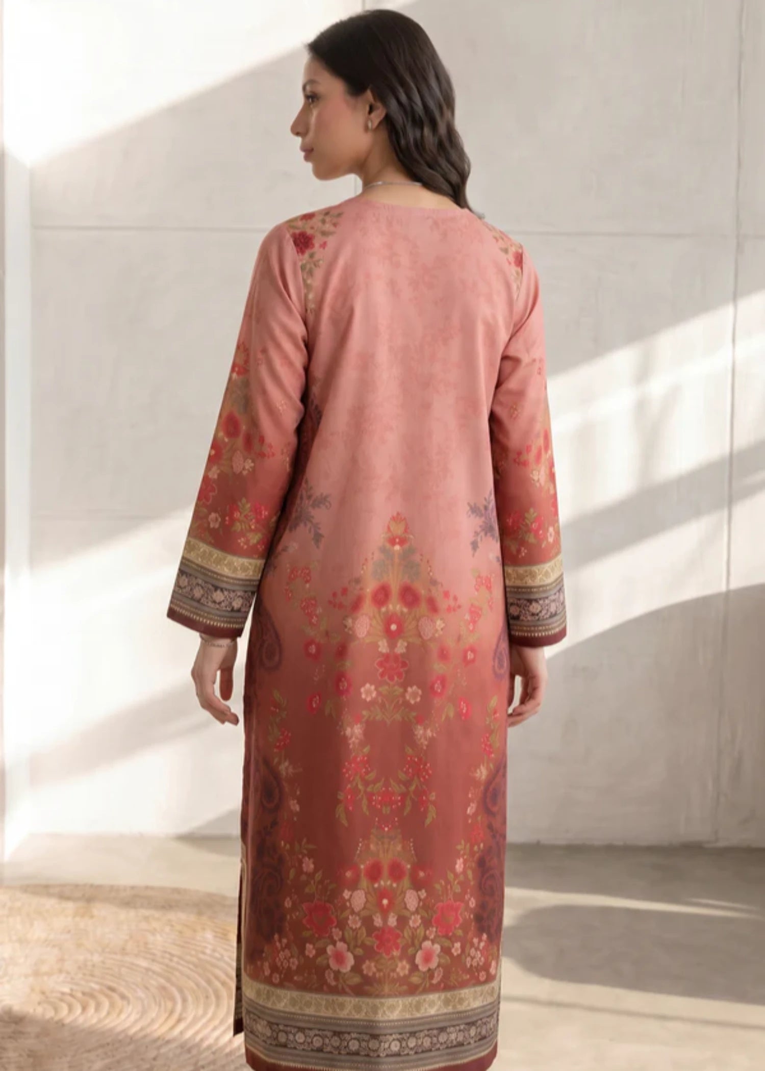 slub lawn Kurti in Pink