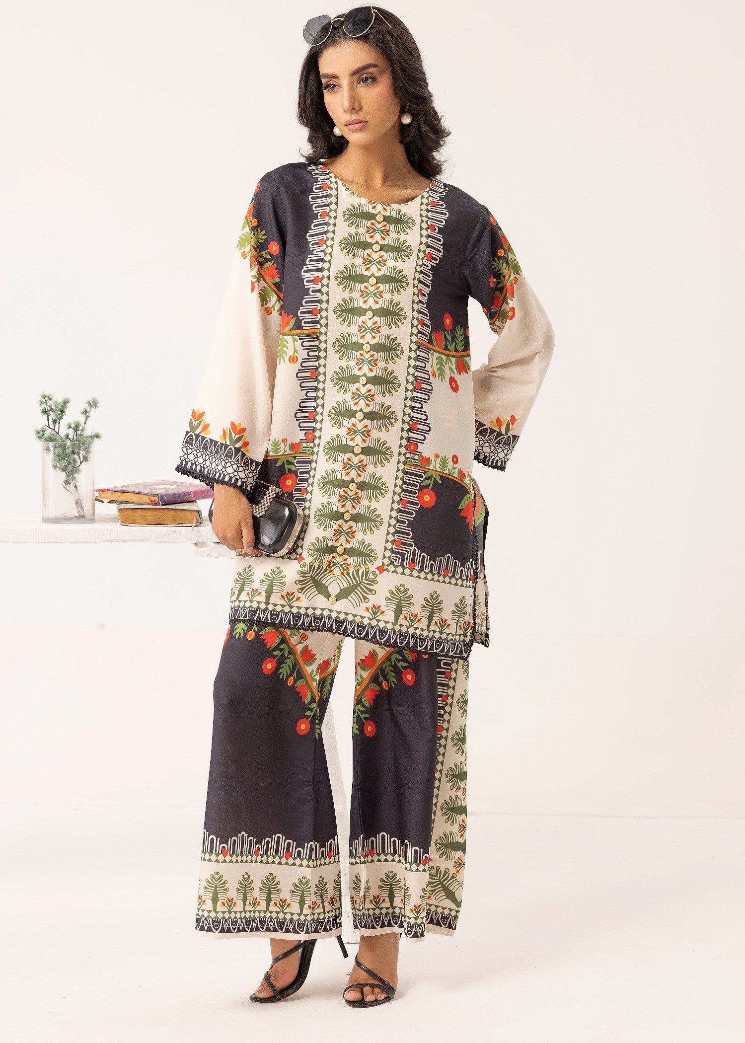 lawn Co Ord Sets in Black, beige